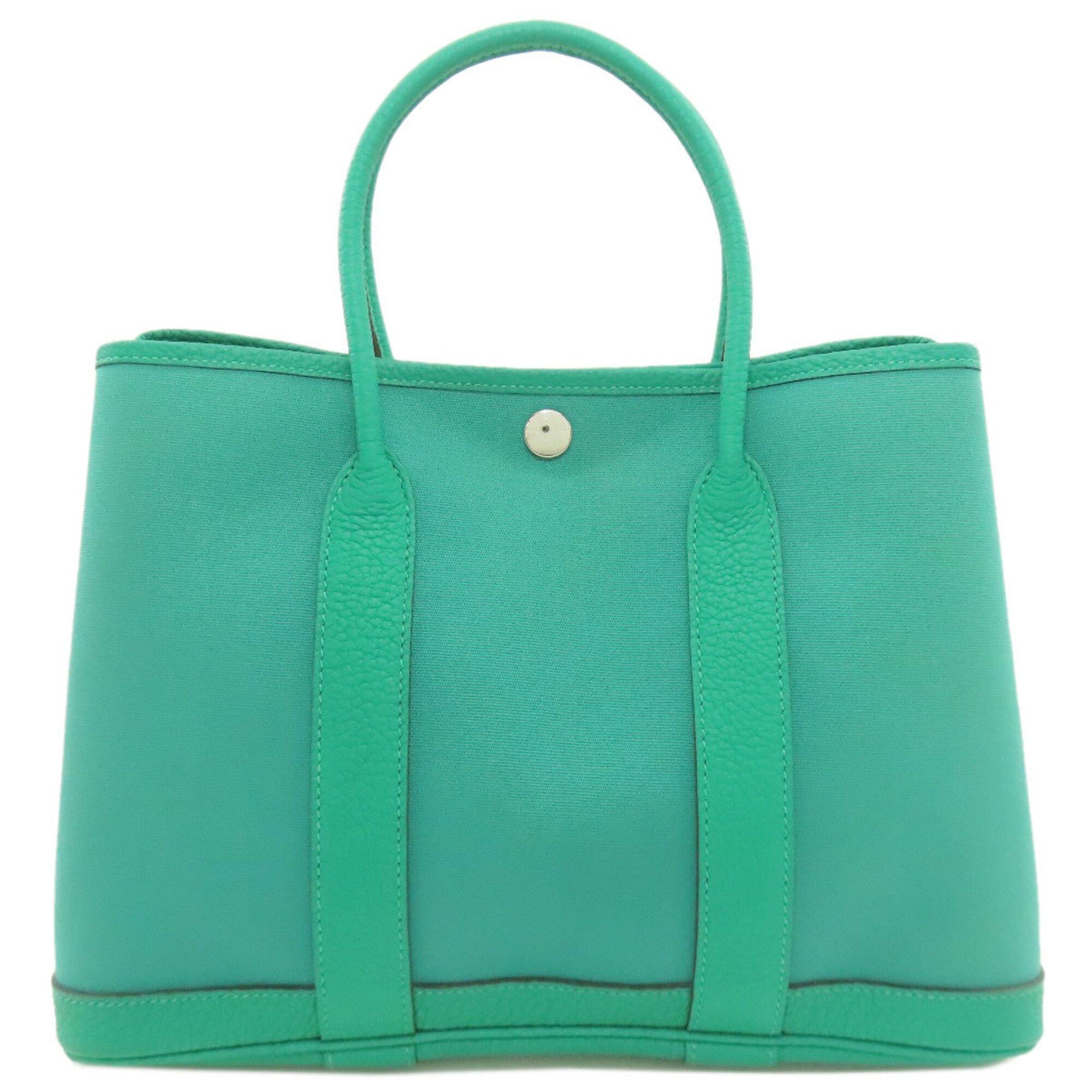 Hermes Garden Green Toile Officier Handbag (Pre-Owned)