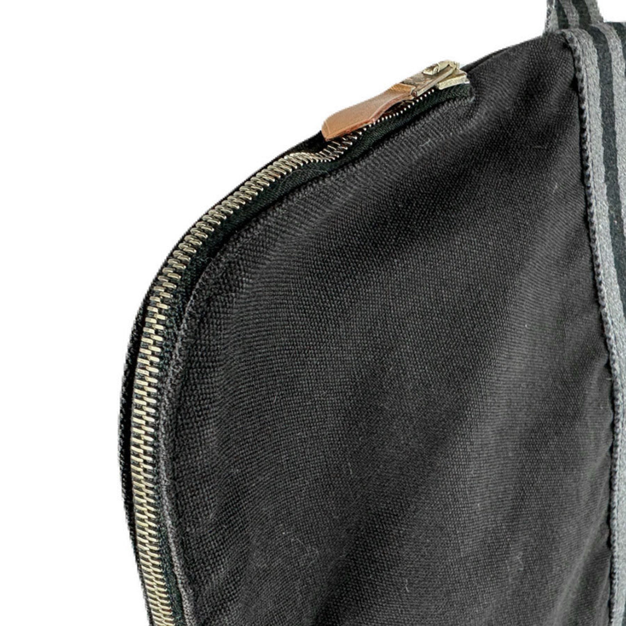 Hermes Black Gray Cotton Briefcase Handbag (Pre-Owned)