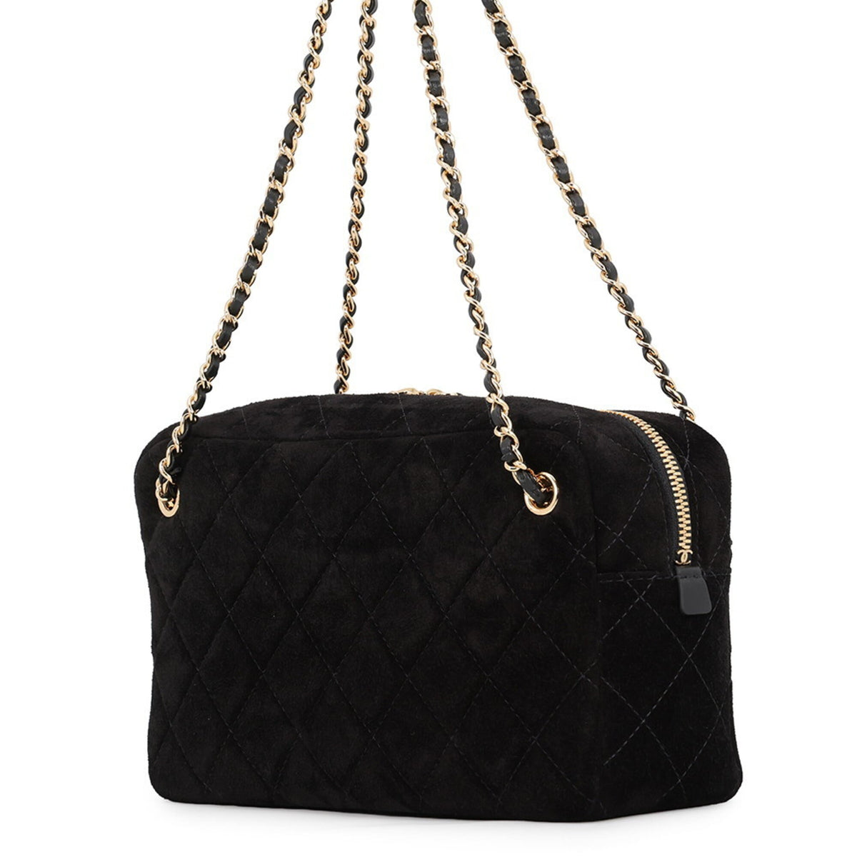 Chanel Black Suede Leather Shoulder Bag (Pre-Owned)