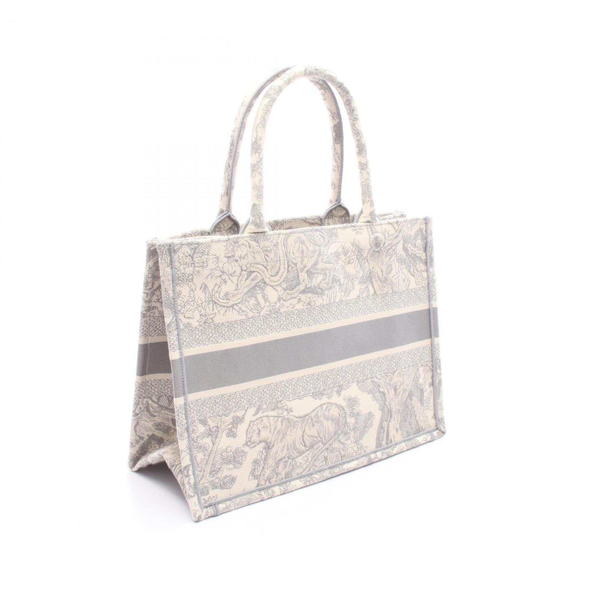 Christian Dior Gray White Canvas Handbag Tote Bag (Pre-Owned)