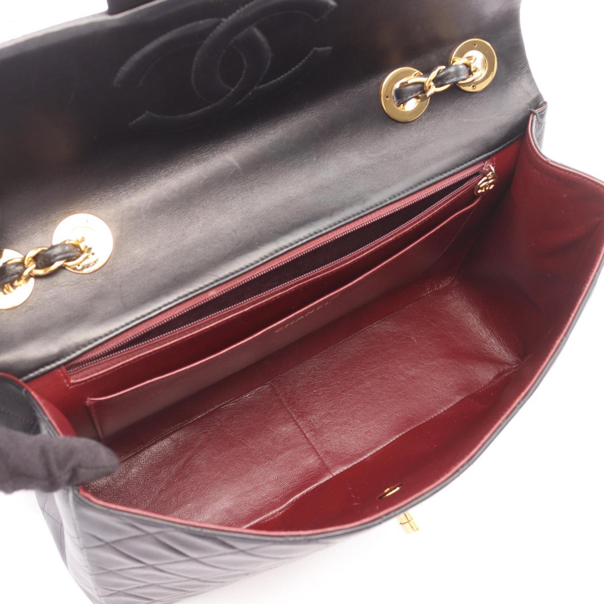 Chanel Black Leather Handbag Shoulder Bag (Pre-Owned)