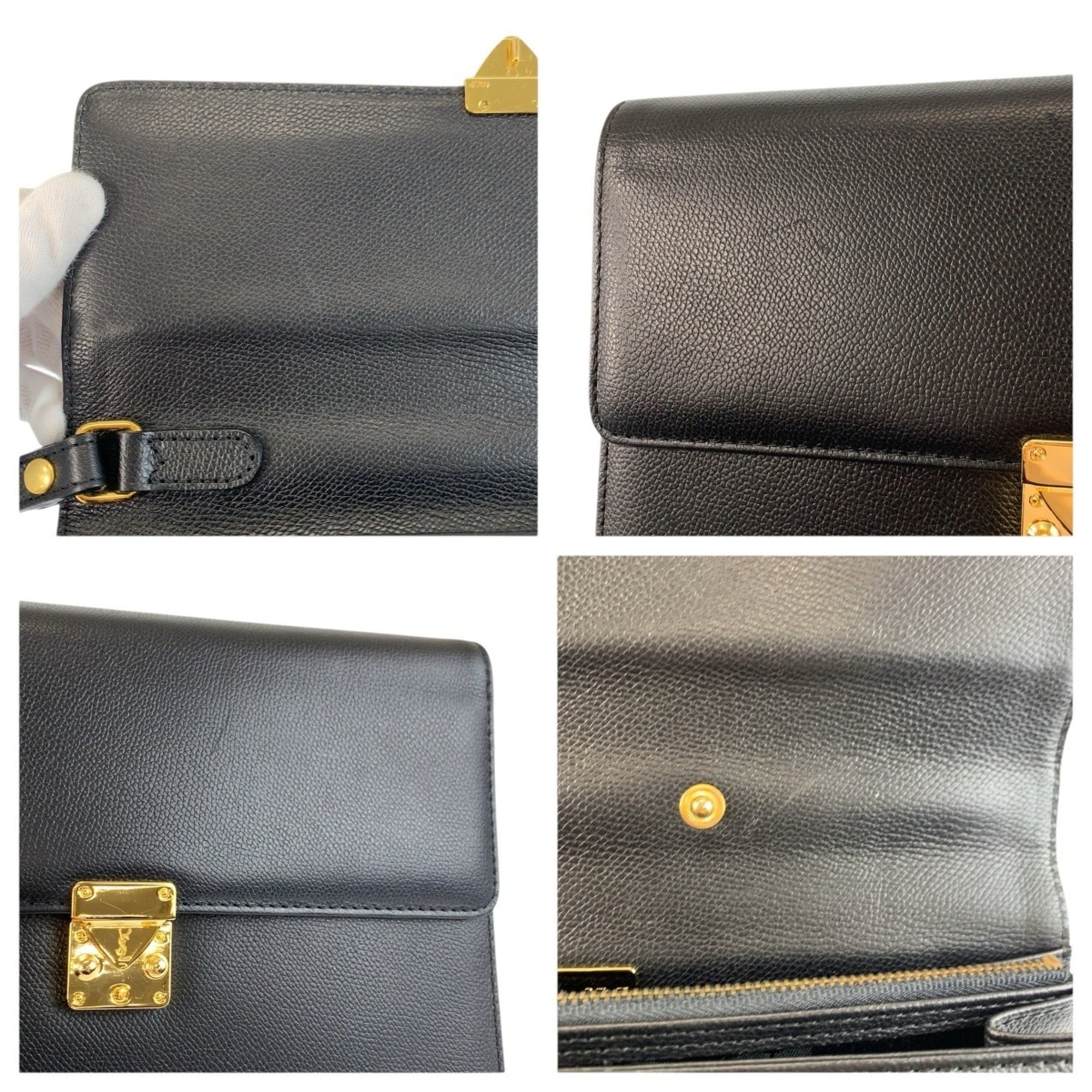 Yves Saint Laurent Black Leather Clutch Bag (Pre-Owned)