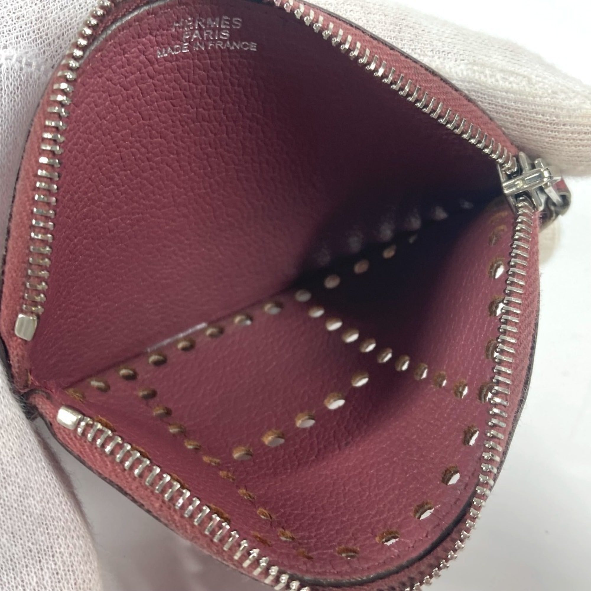 Hermes Purple Leather Coin Purse/Coin Case (Pre-Owned)
