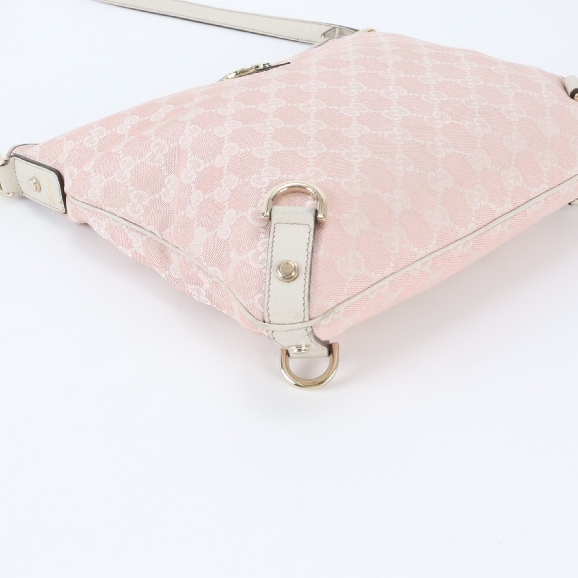 Gucci Pink Leather Canvas Shoulder Bag (Pre-Owned)