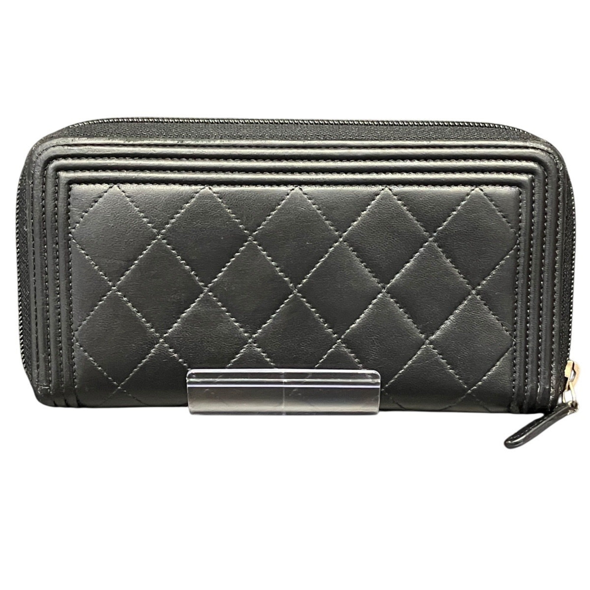 Chanel Black Leather Long Wallet (Bi-Fold) (Pre-Owned)