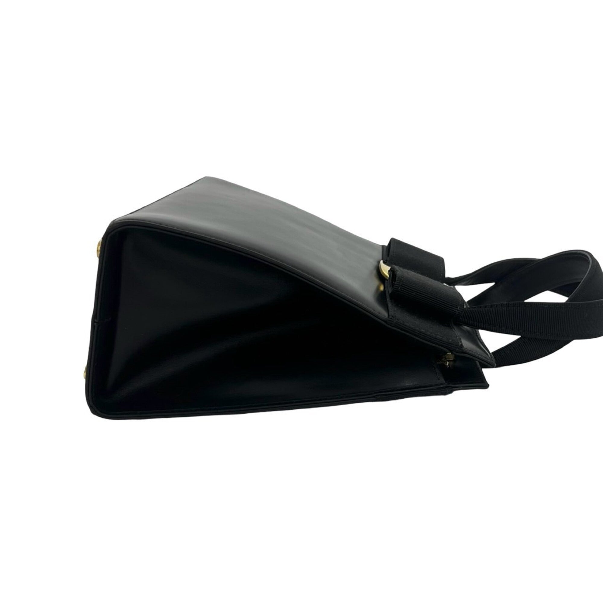 Salvatore Ferragamo Black Leather Handbag Shoulder Bag (Pre-Owned)