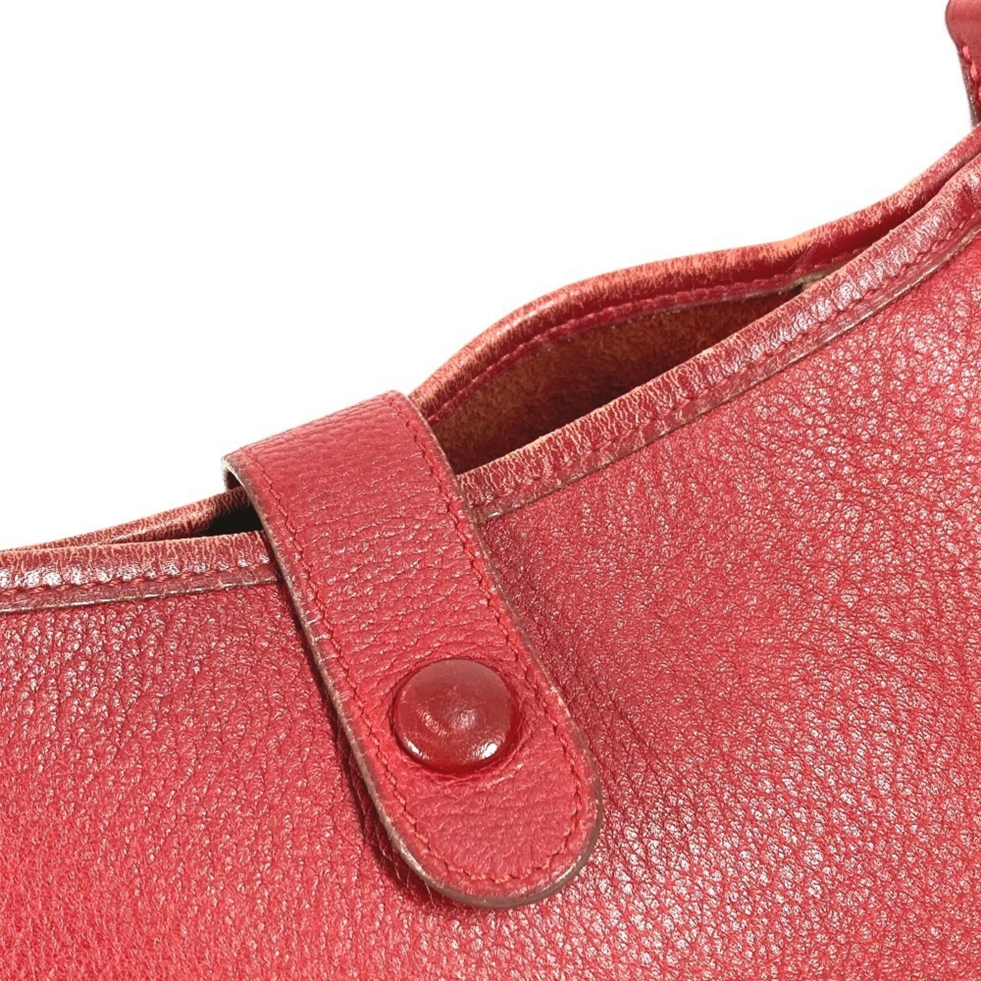 Hermes Red Color Leather Pochette Shoulder Bag (Pre-Owned)