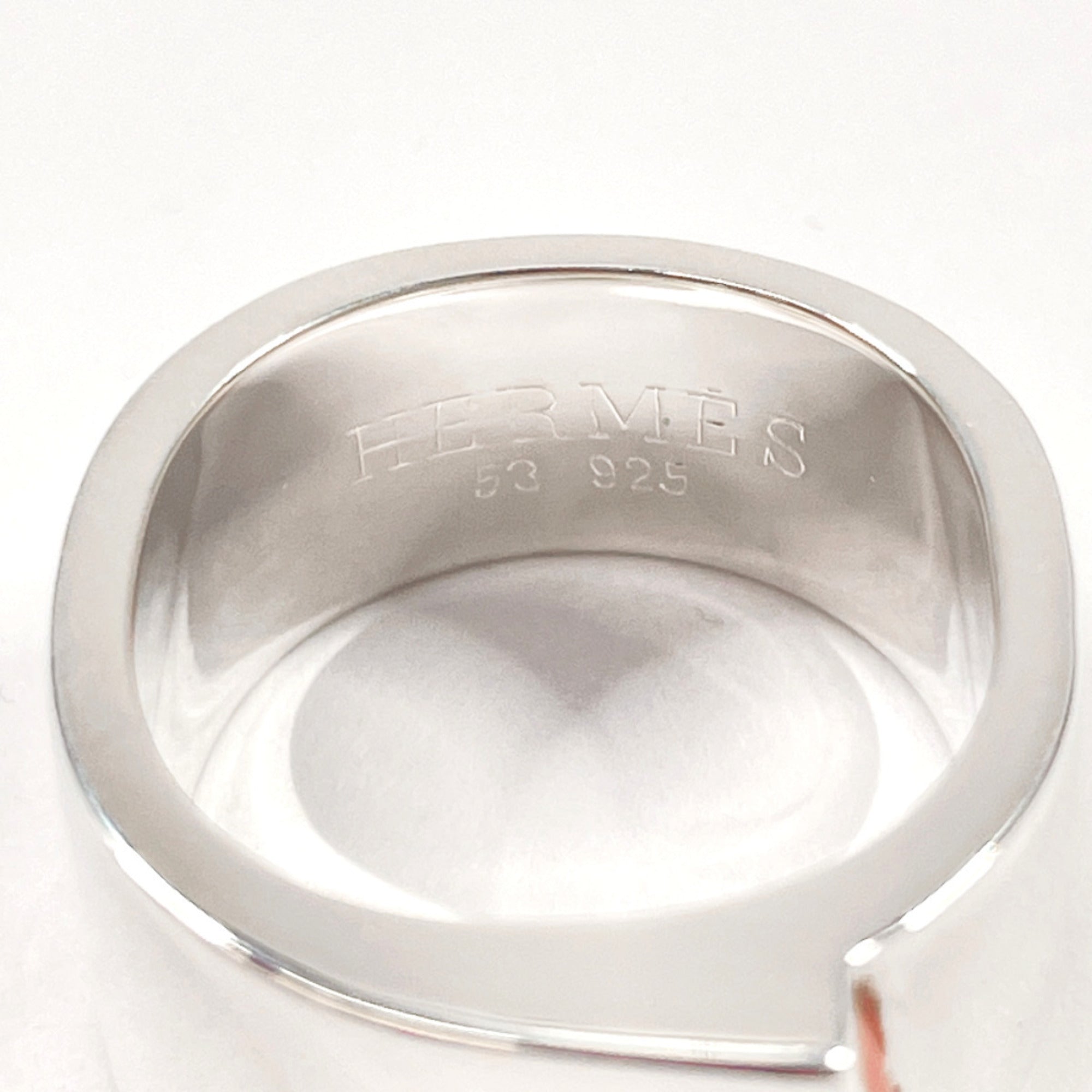 Hermes Silver Orange Silver 925 Band Ring (Pre-Owned)