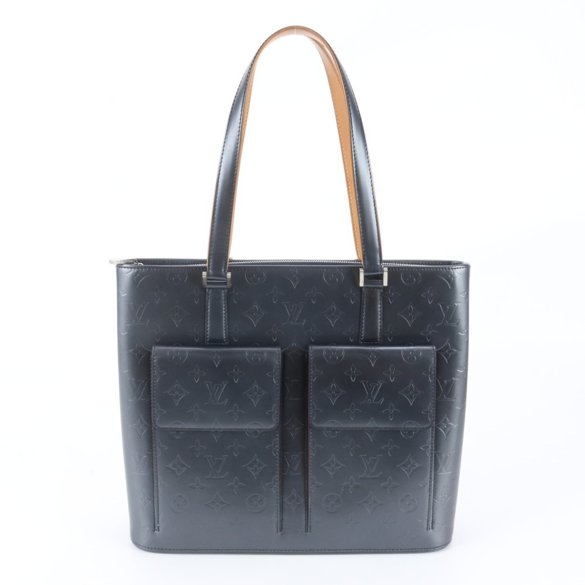 Louis Vuitton Blue Monogram Leather Handbag Shoulder Bag Tote Bag (Pre-Owned)