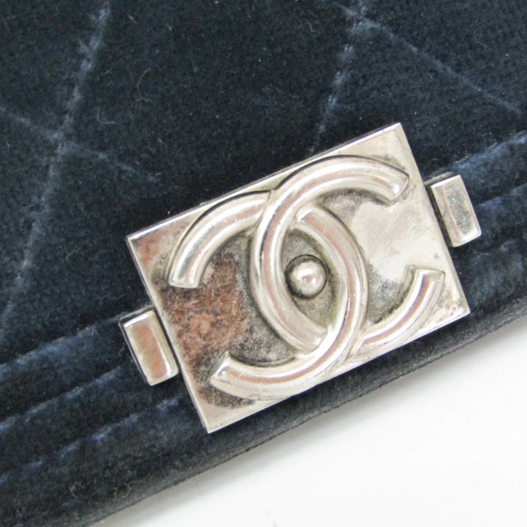 Chanel Boy Chanel Dark Navy Leather Long Wallet (Bi-Fold) (Pre-Owned)