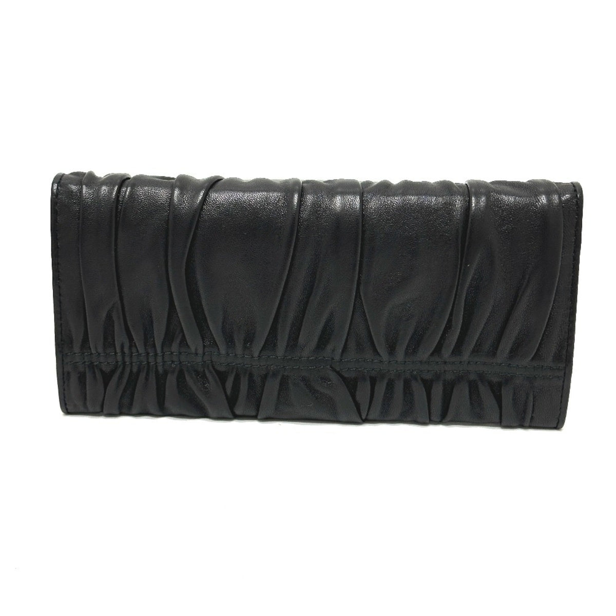 Prada Black Leather Long Wallet (Bi-Fold) (Pre-Owned)