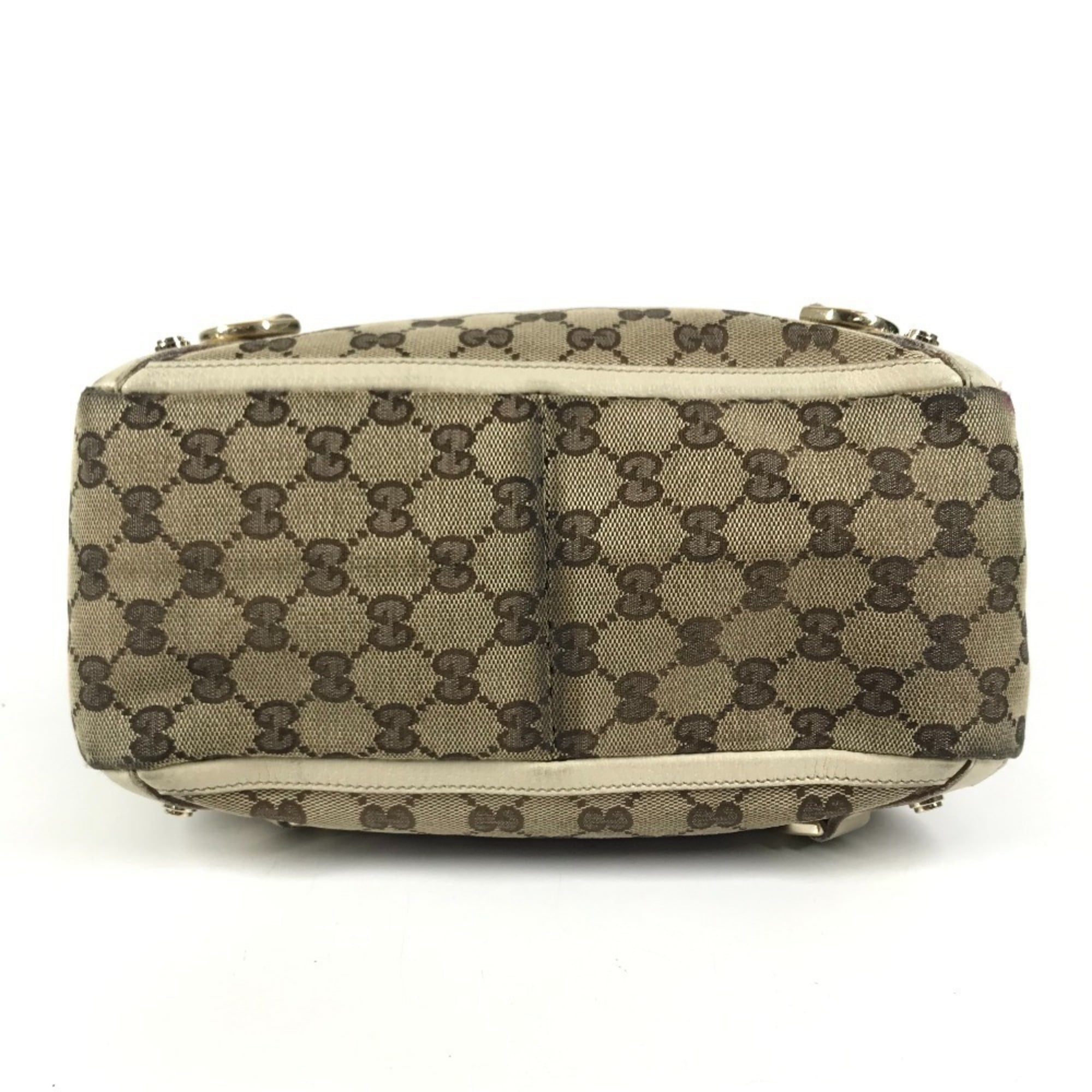 Gucci Gg Canvas Beige Ivory Gg Canvas Leather Shoulder Bag Tote Bag (Pre-Owned)
