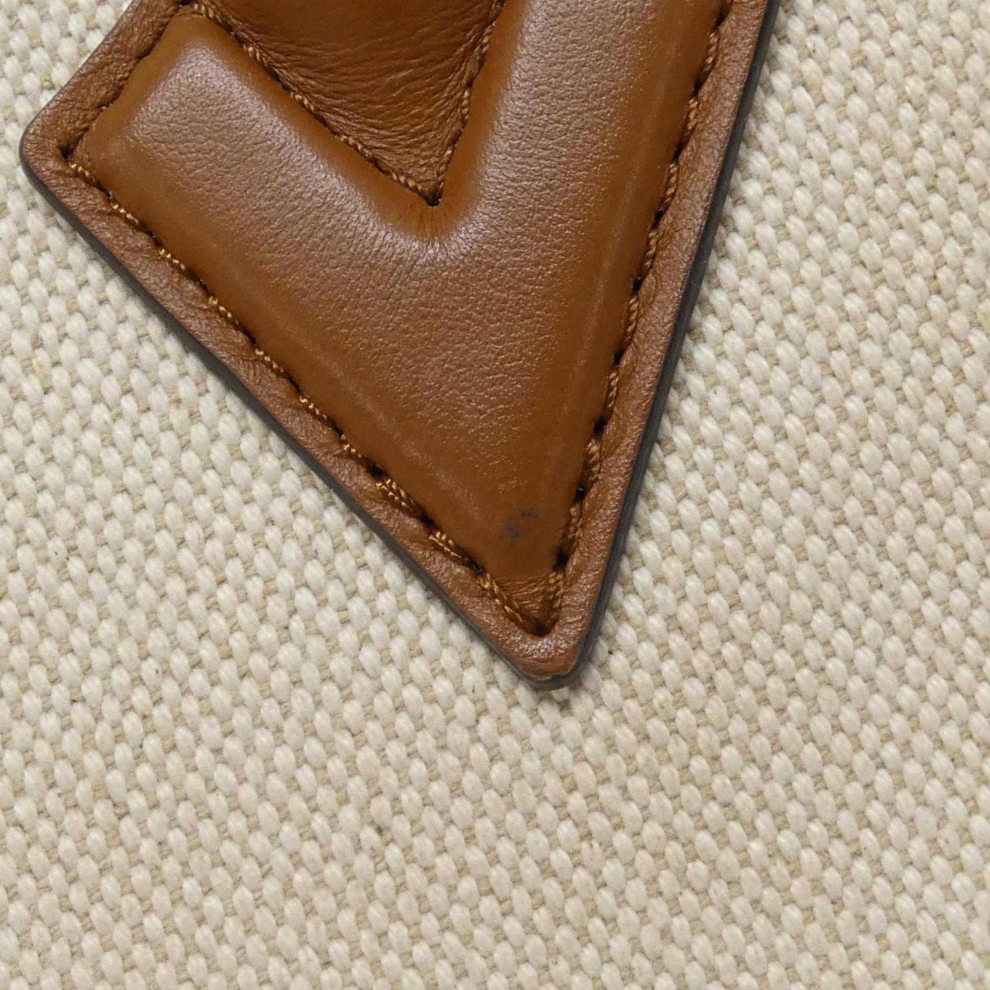 Louis Vuitton Natural Canvas Leather Handbag (Pre-Owned)