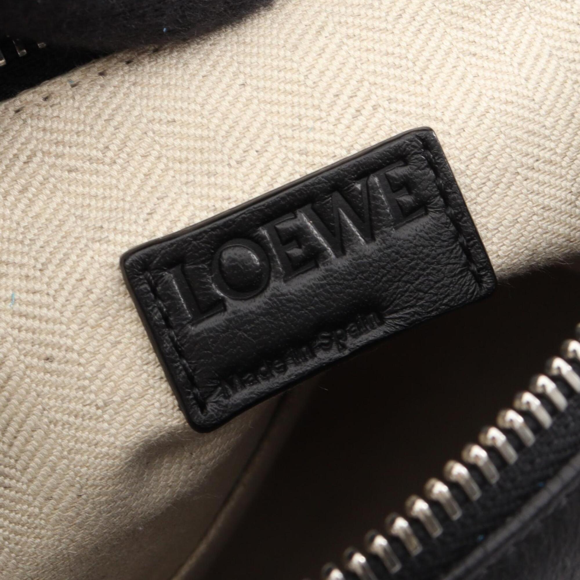 Loewe Black Blue Leather Suede Handbag (Pre-Owned)