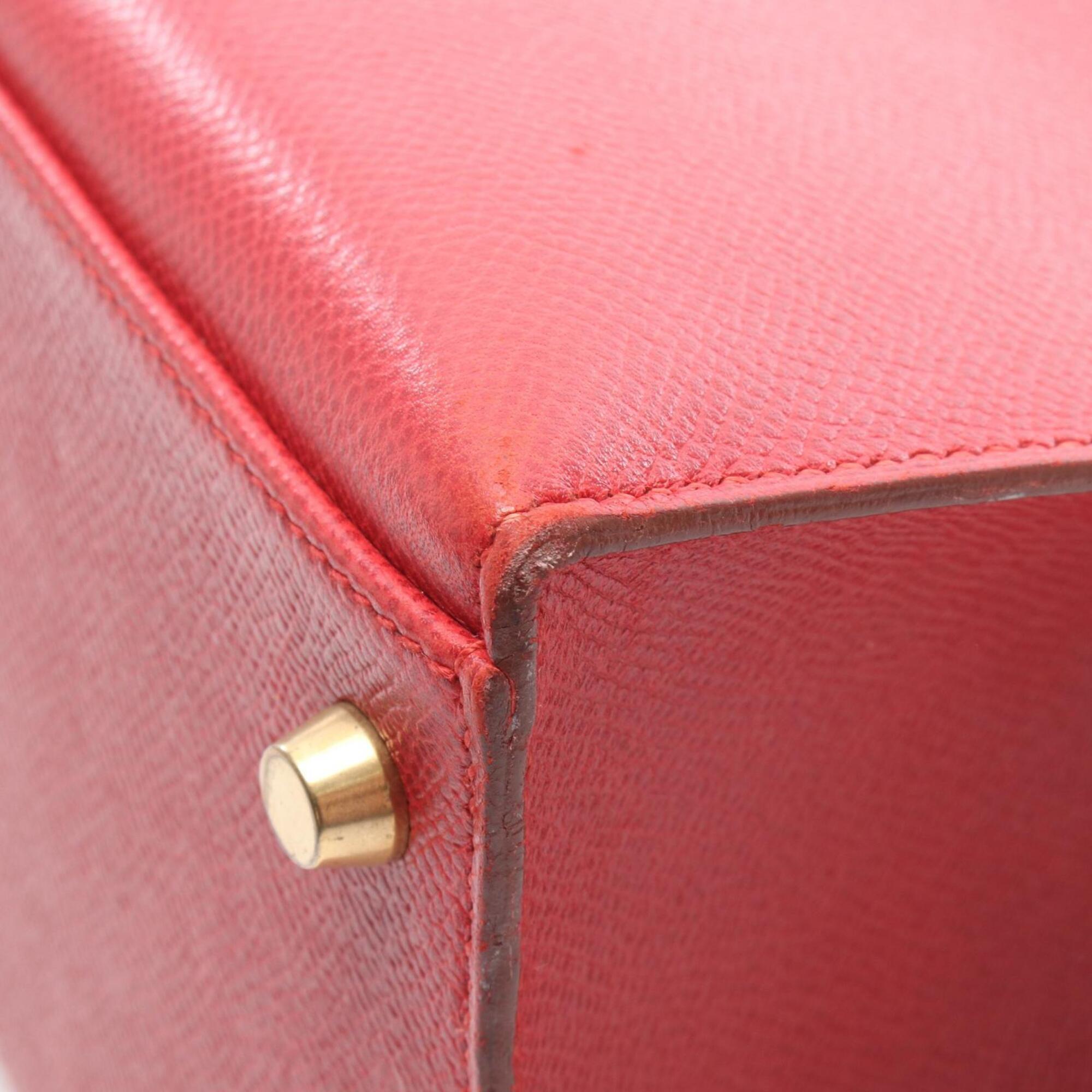 Hermes Red Color Courchevel Leather Handbag (Pre-Owned)