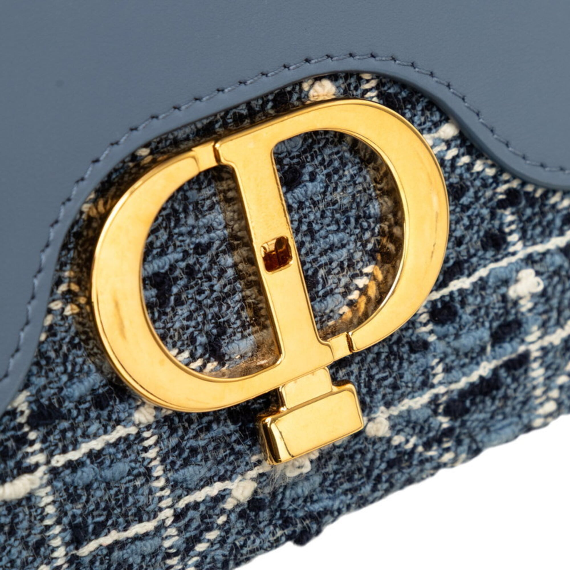 Christian Dior Blue Tweed Leather Handbag Shoulder Bag (Pre-Owned)