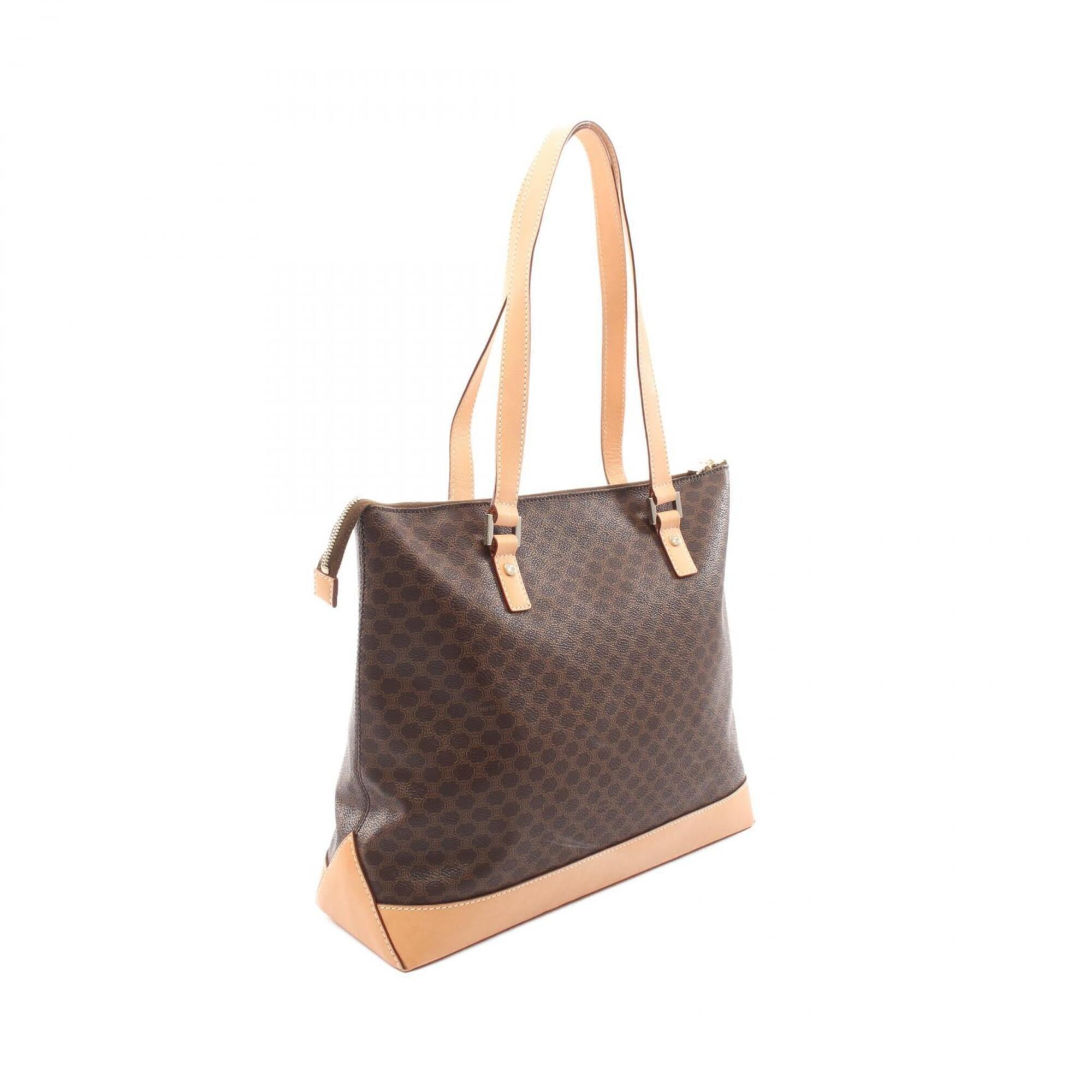 Celine Brown Coated Canvas Leather Handbag Tote Bag (Pre-Owned)