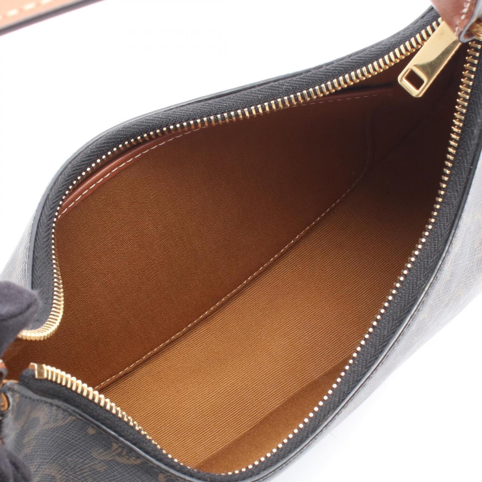 Celine Black Brown Coated Canvas Leather Handbag Shoulder Bag (Pre-Owned)
