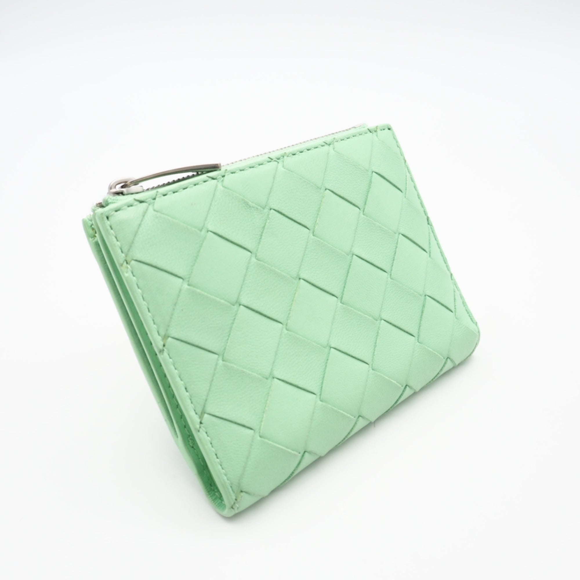Bottega Veneta Intrecciato Green Intrecciato Wallet (Bi-Fold) (Pre-Owned)
