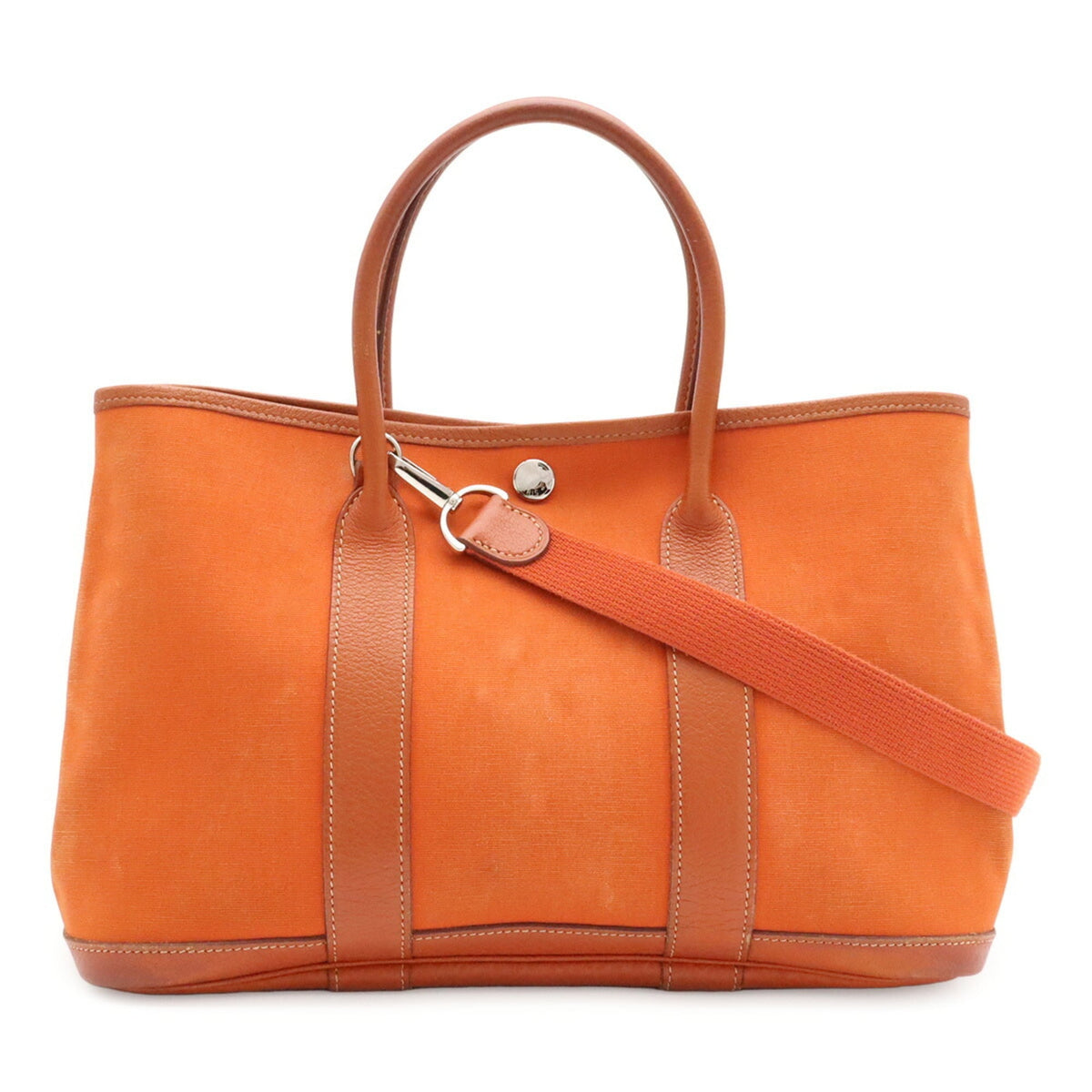 Hermes Orange Toile Officier Handbag Shoulder Bag Tote Bag (Pre-Owned)