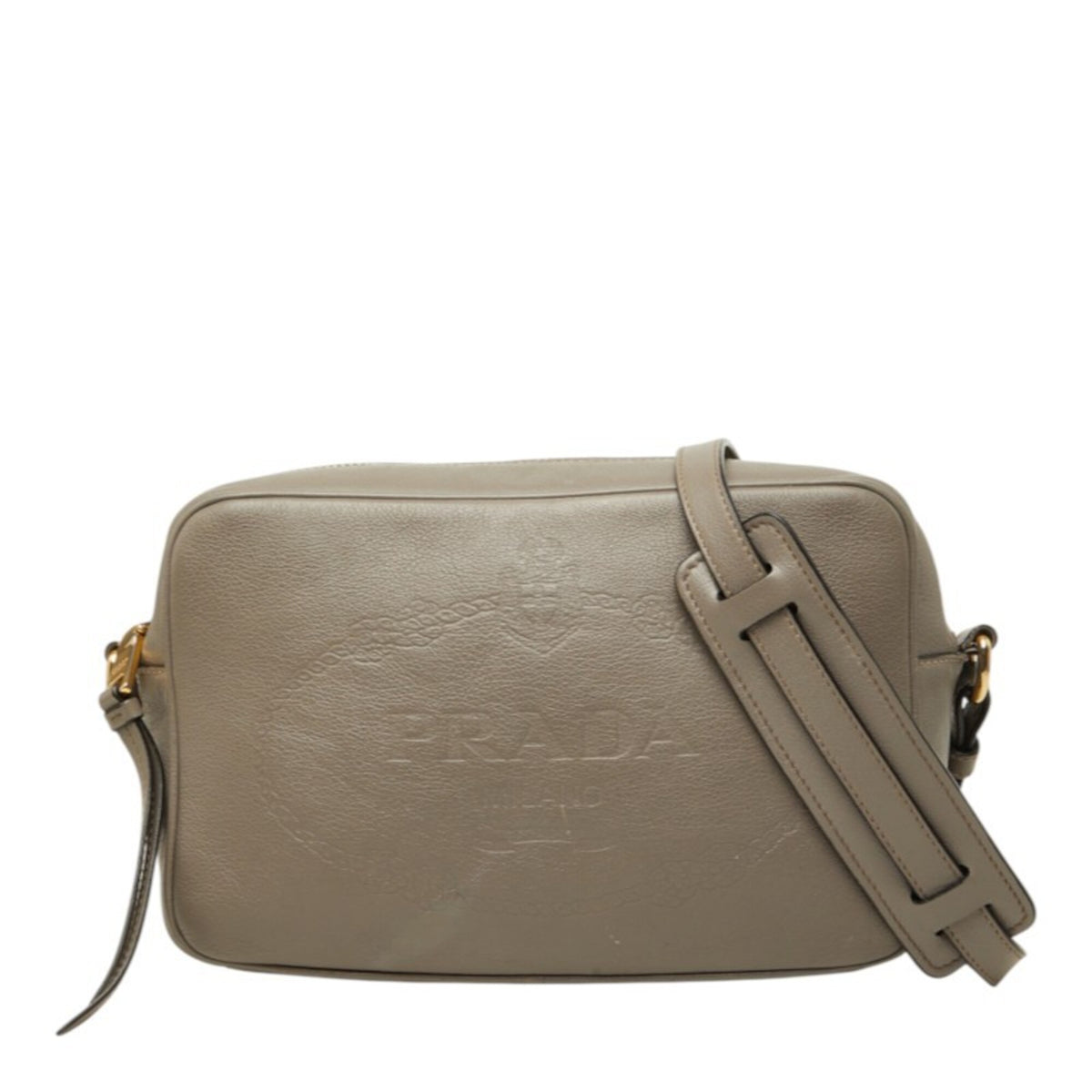 Prada Gray Leather Shoulder Bag (Pre-Owned)