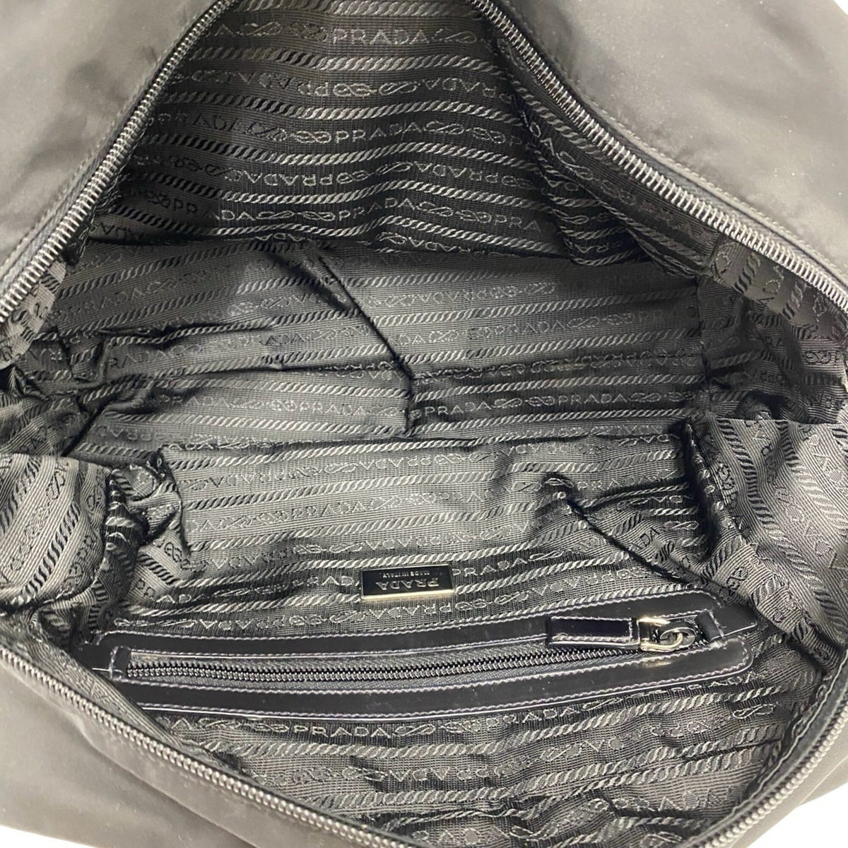 Prada Black Nylon Patent Leather Boston Bag Shoulder Bag (Pre-Owned)