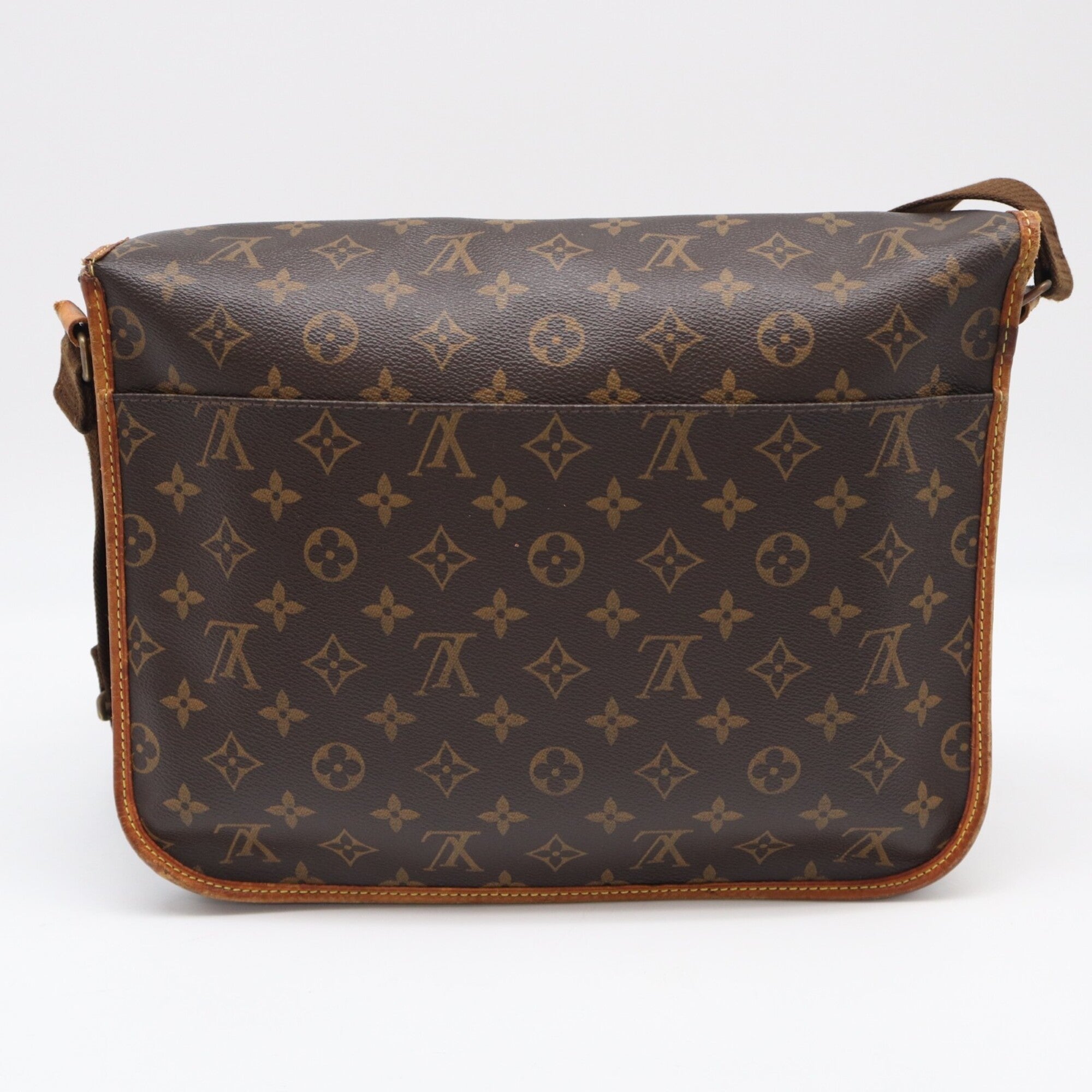 Louis Vuitton Monogram Beige Brown Coated Canvas Leather Shoulder Bag (Pre-Owned)