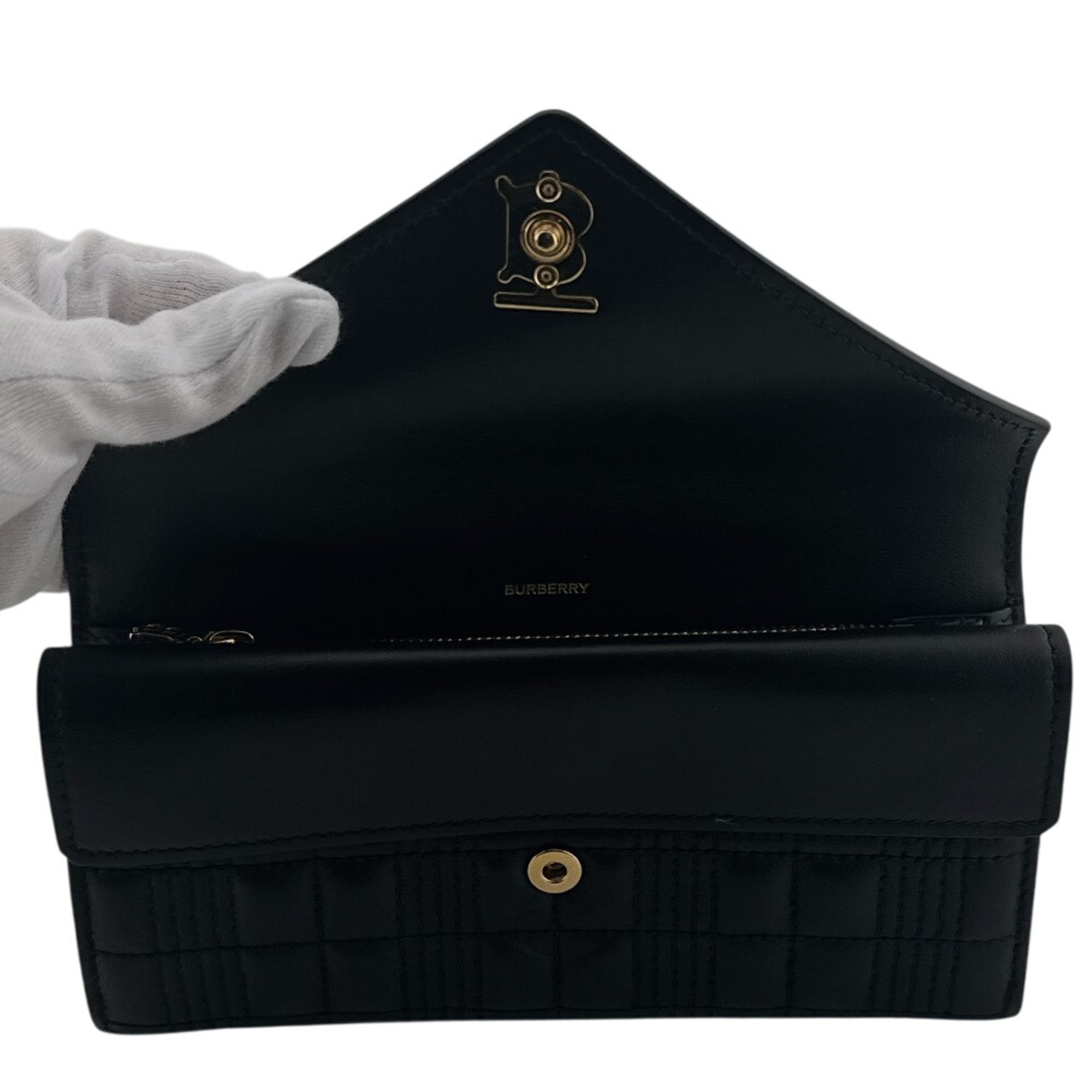 Burberry Black Leather Long Wallet (Bi-Fold) (Pre-Owned)