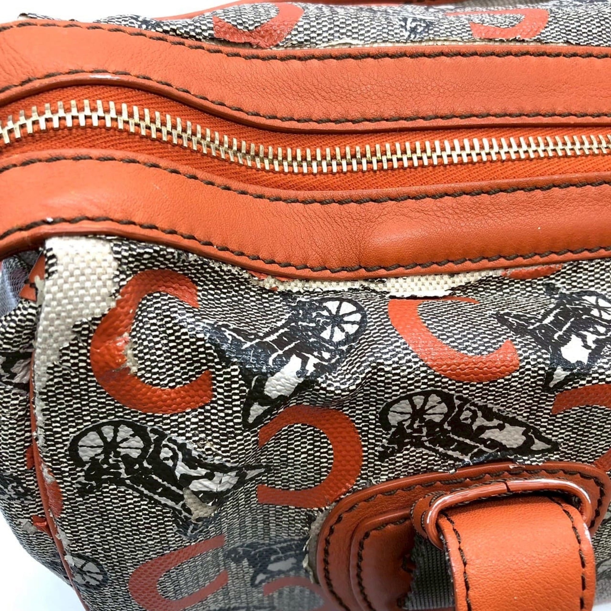 Celine Orange Canvas Leather Handbag (Pre-Owned)