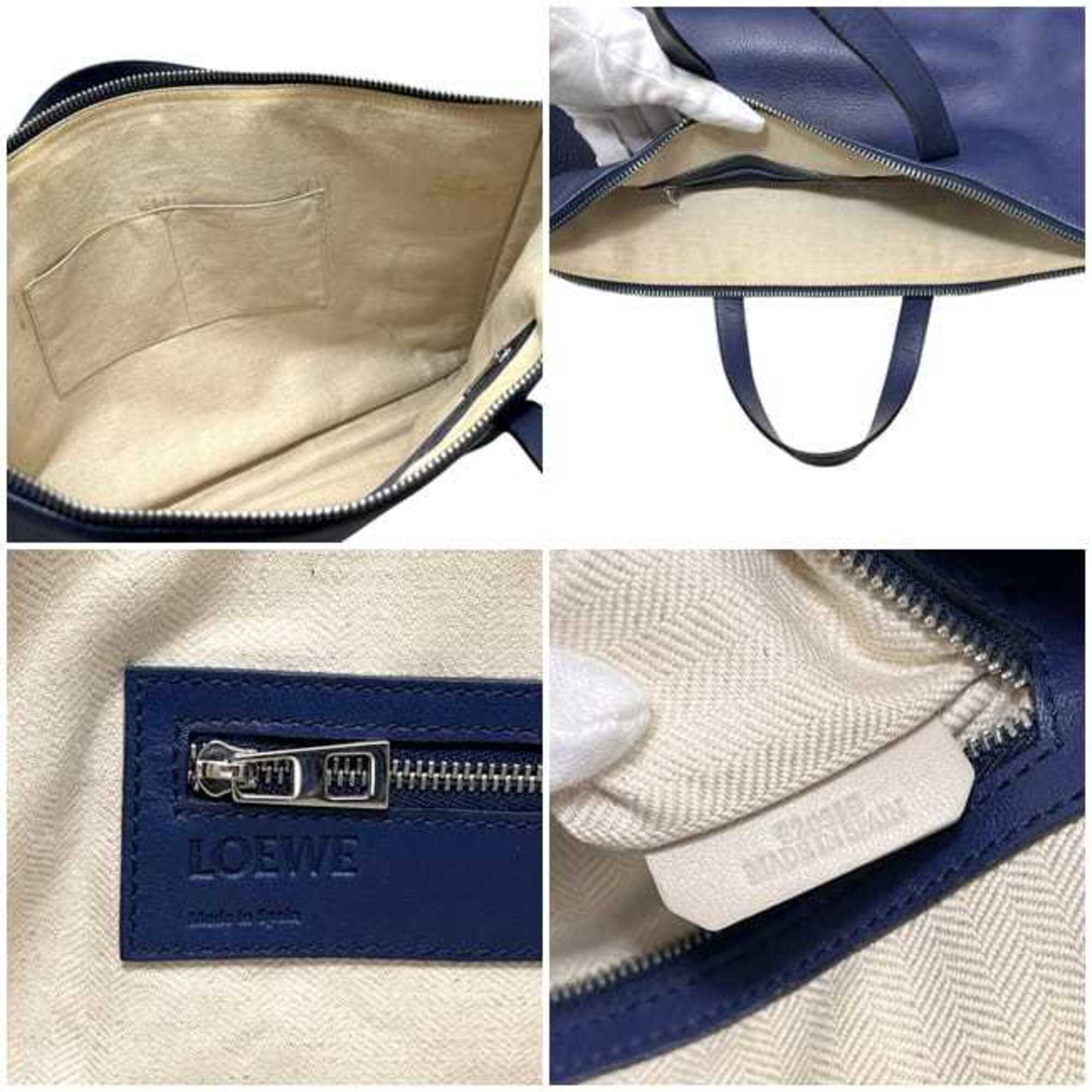 Loewe Navy Leather Briefcase (Pre-Owned)