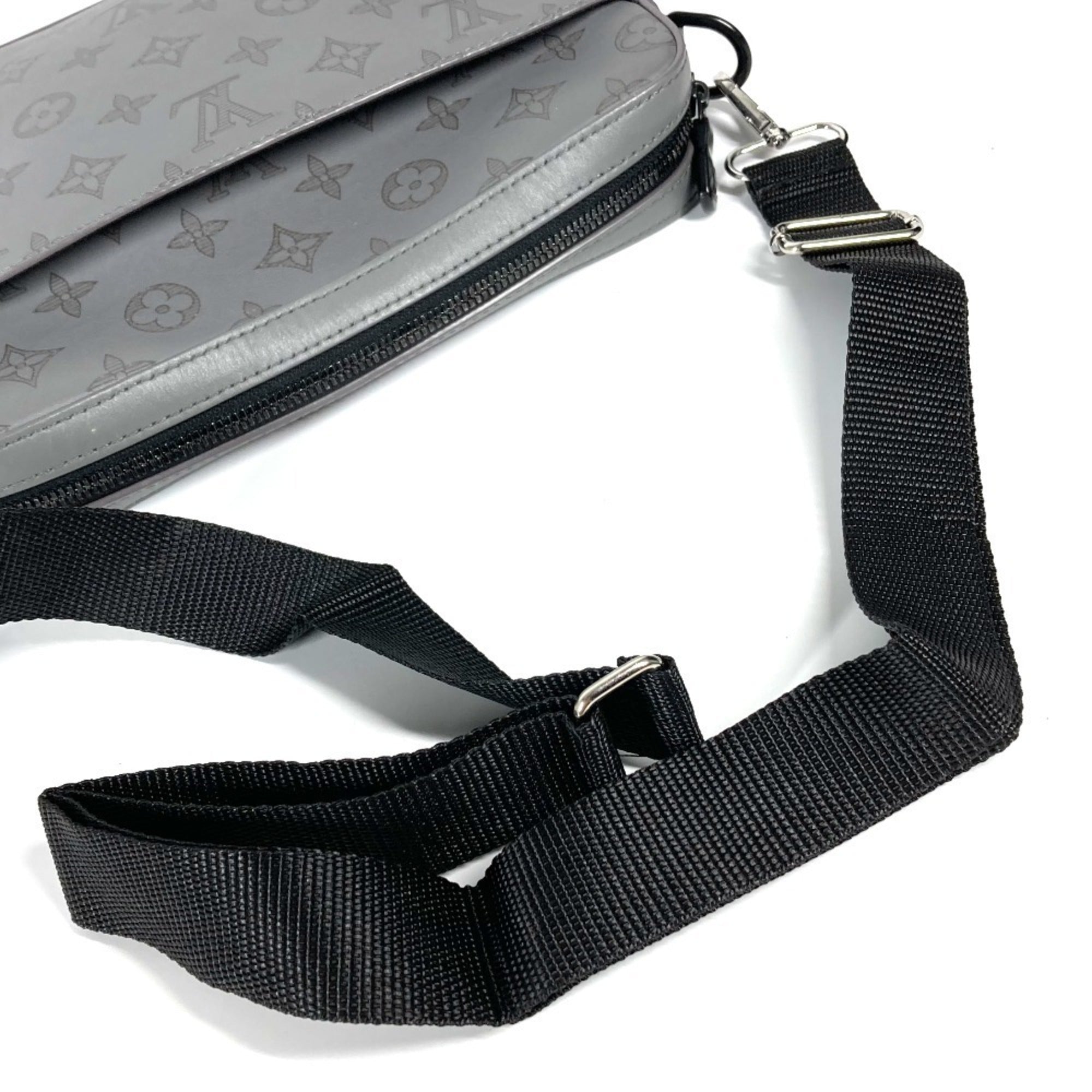 Louis Vuitton Gray Monogram Shadow Clutch Bag Shoulder Bag (Pre-Owned)