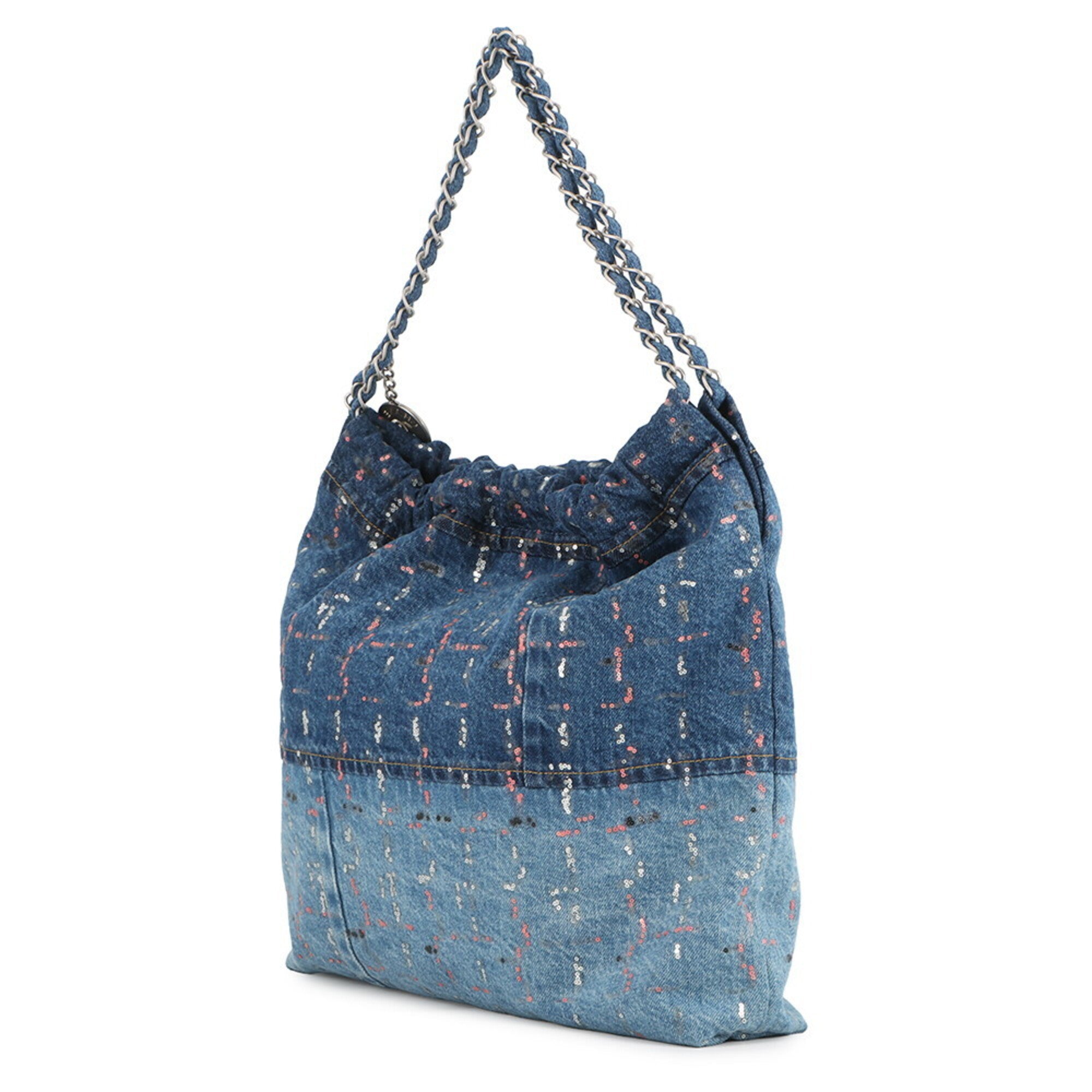 Chanel Blue Pink Denim Handbag Pouch Shoulder Bag (Pre-Owned)