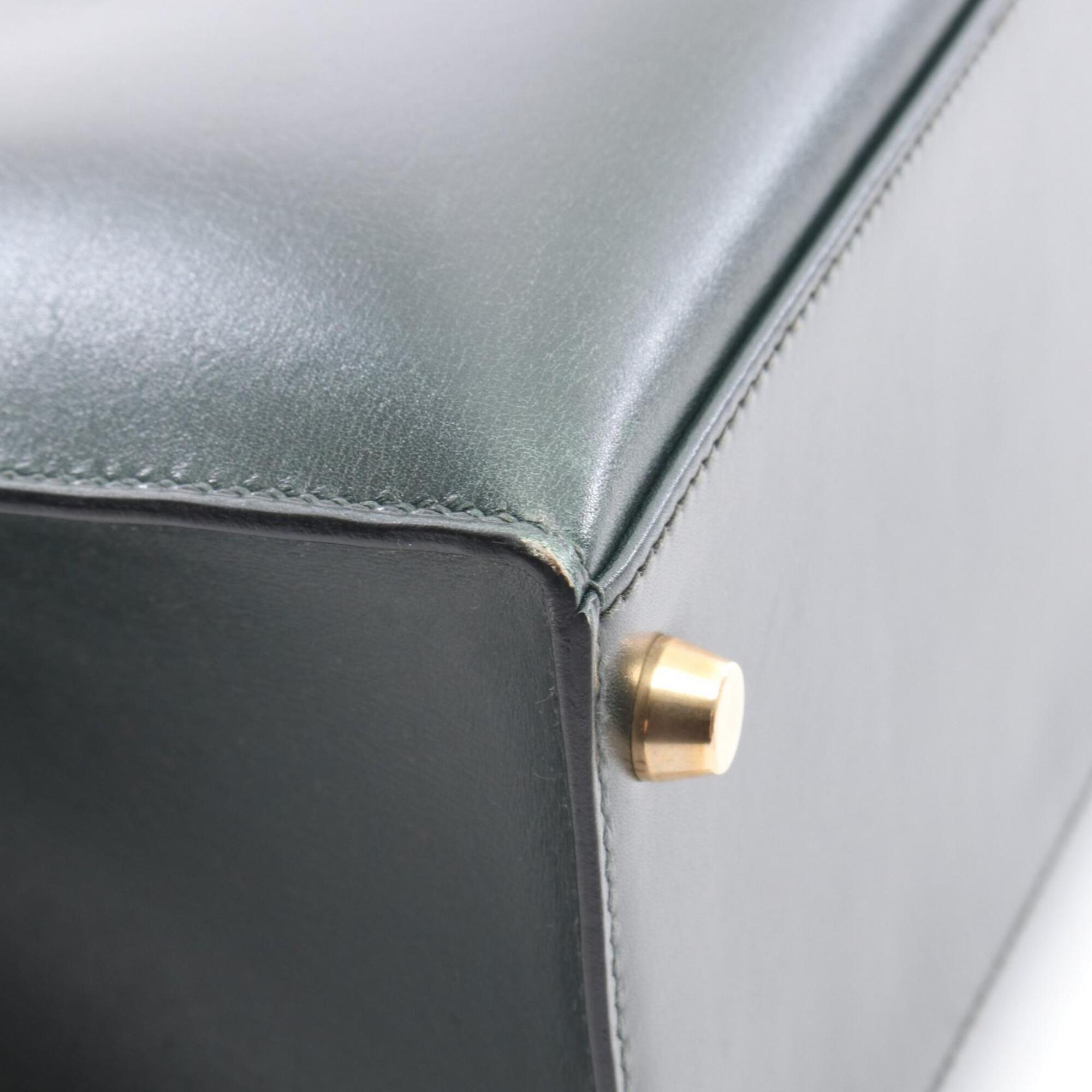 Hermes Green Box Calf Leather Handbag (Pre-Owned)
