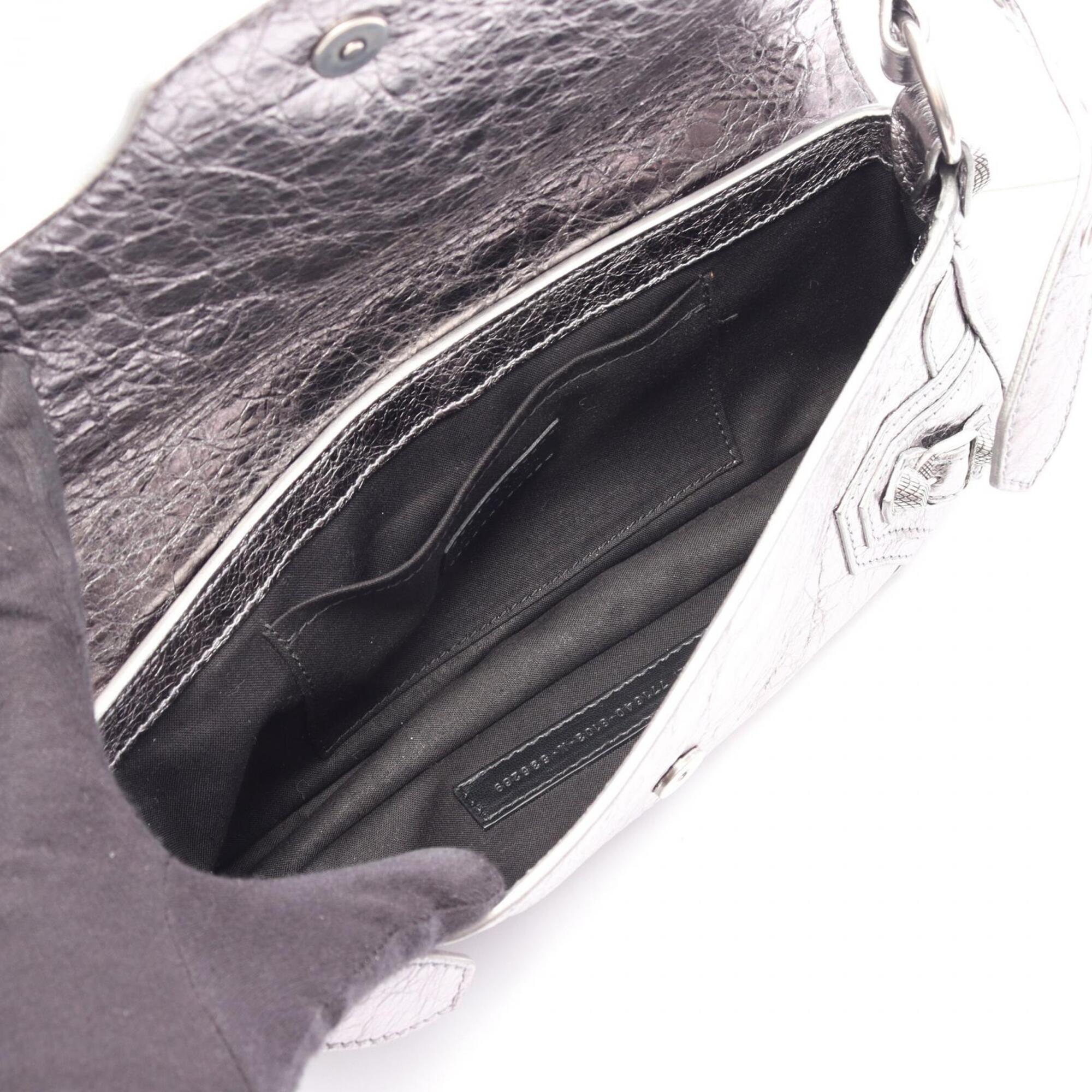 Balenciaga Silver Leather Handbag Shoulder Bag (Pre-Owned)