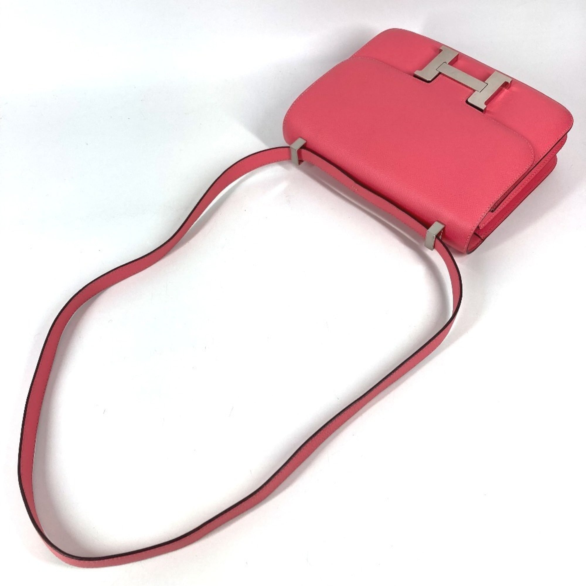 Hermes Pink Rose Azalee Epsom Leather Pochette Shoulder Bag (Pre-Owned)