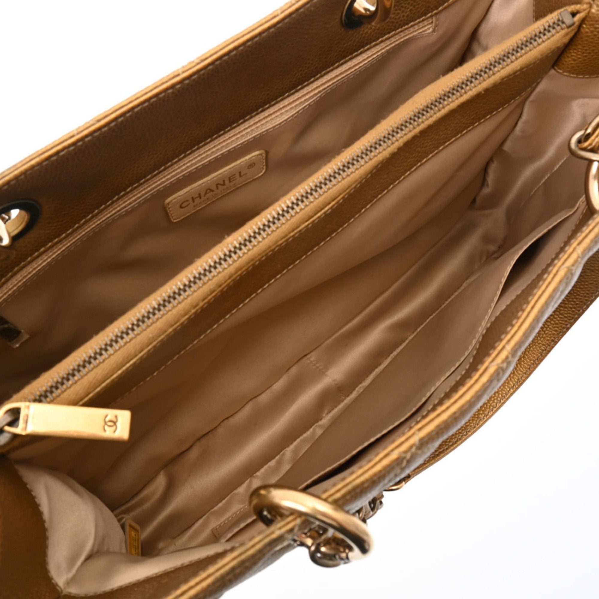 Chanel Caviar Skin Gold Caviar Leather Tote Bag (Pre-Owned)