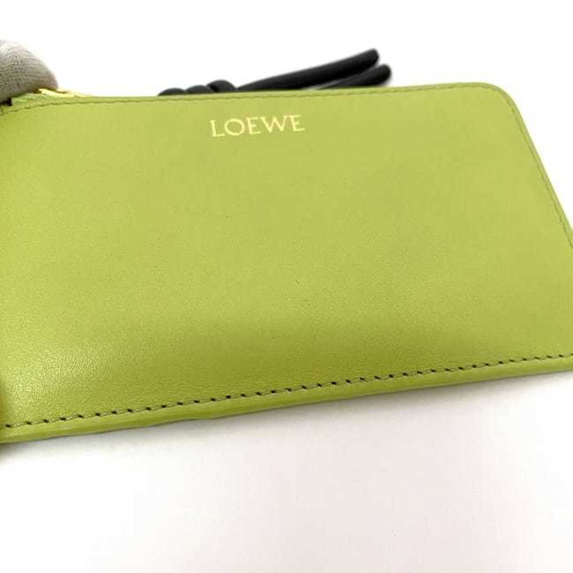 Loewe Black Light Green Leather Coin Purse/Coin Case (Pre-Owned)