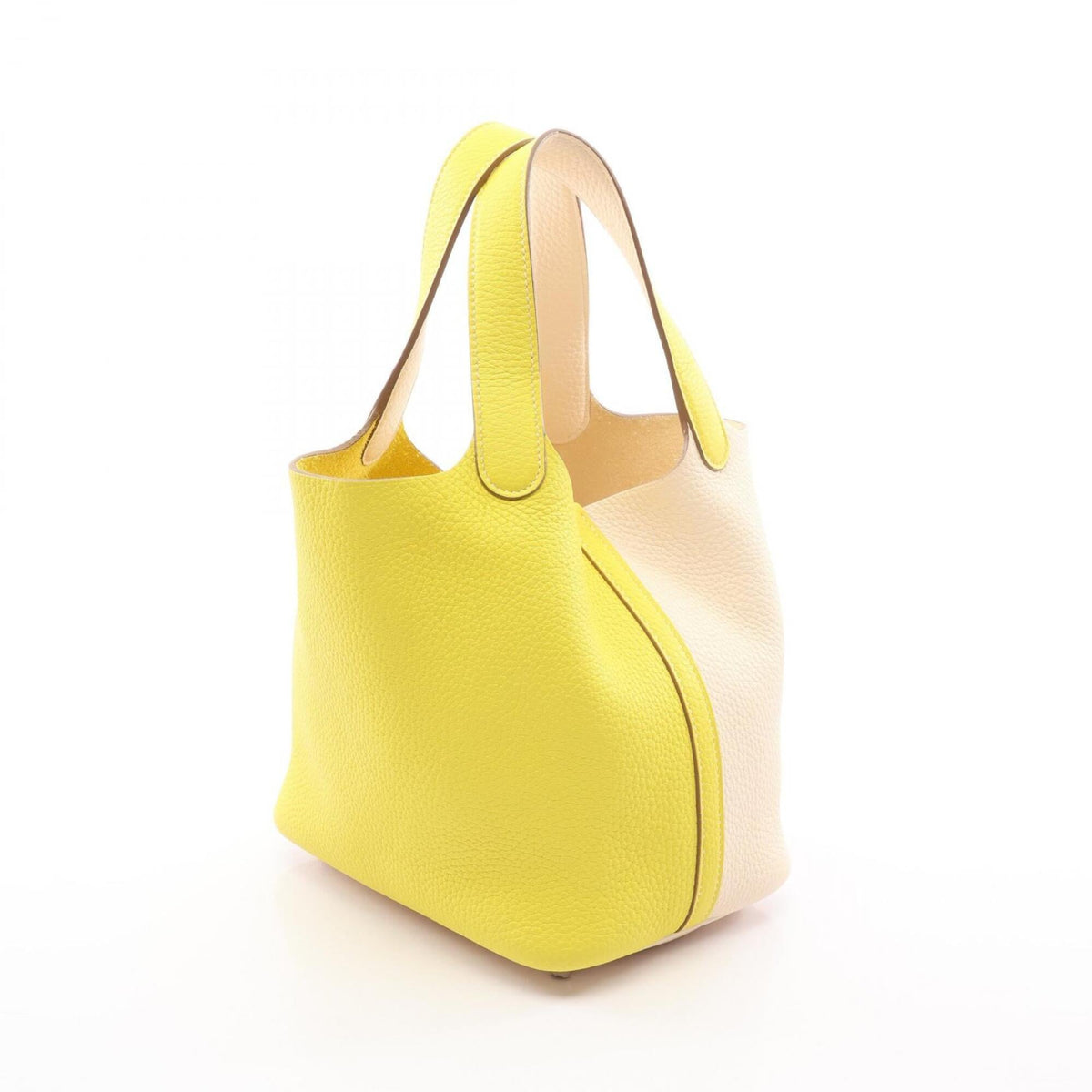 Hermes Ivory Lime Yellow Taurillon Clemence Leather Handbag (Pre-Owned)