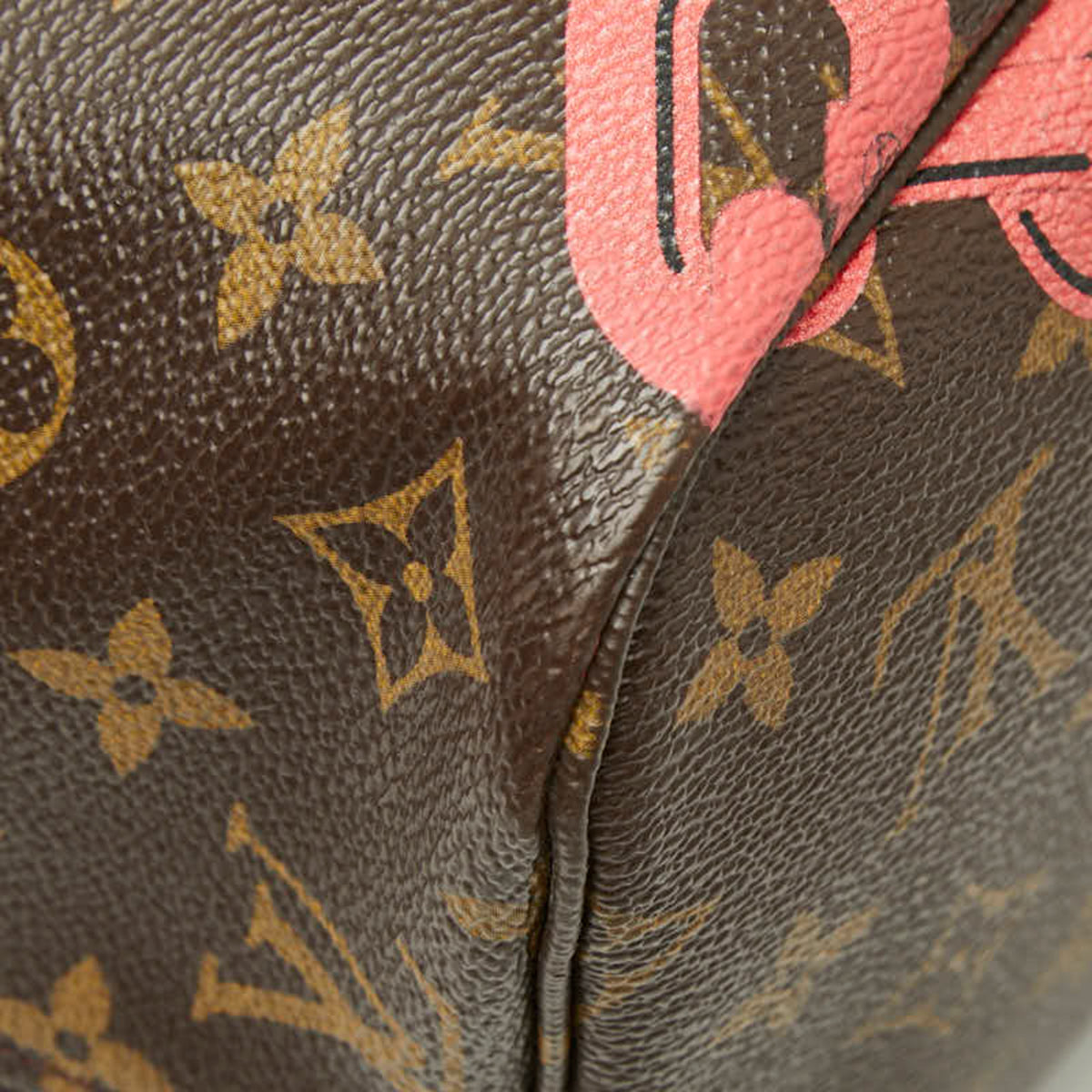 Louis Vuitton Brown Pink Pvc Leather Pouch Shoulder Bag Tote Bag (Pre-Owned)