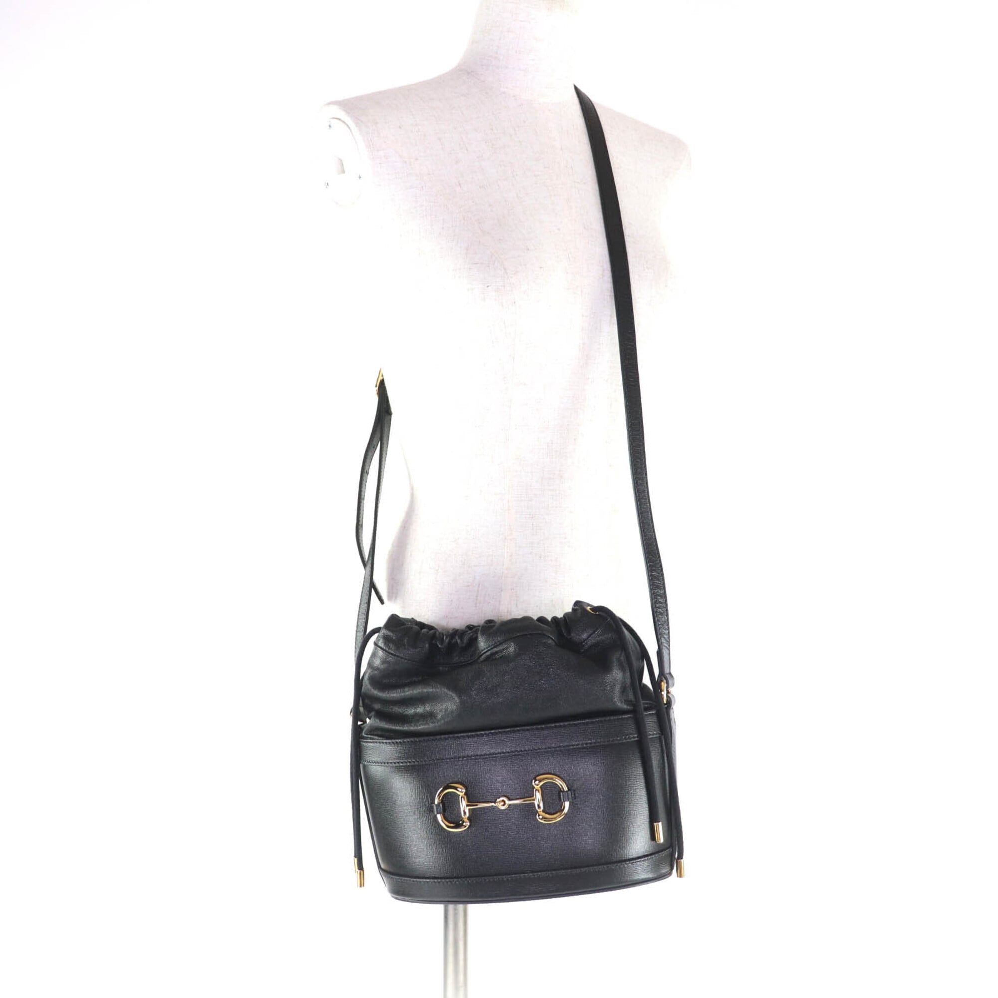 Gucci Horsebit Black Leather Shoulder Bag (Pre-Owned)