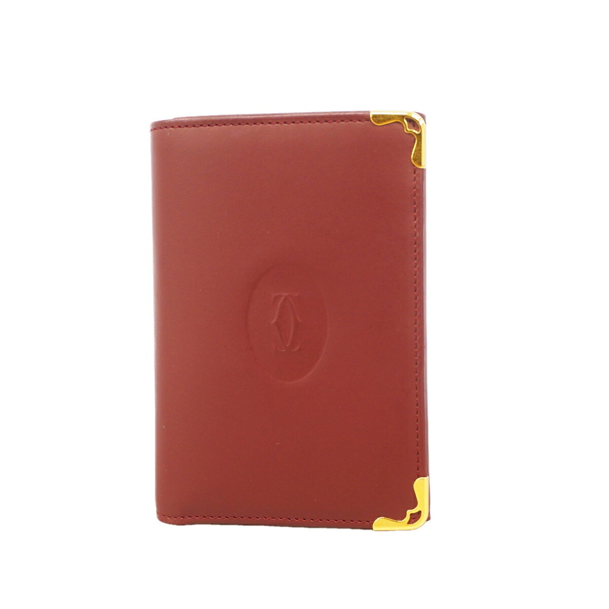 Cartier Bordeaux Leather Wallet (Tri-Fold) (Pre-Owned)