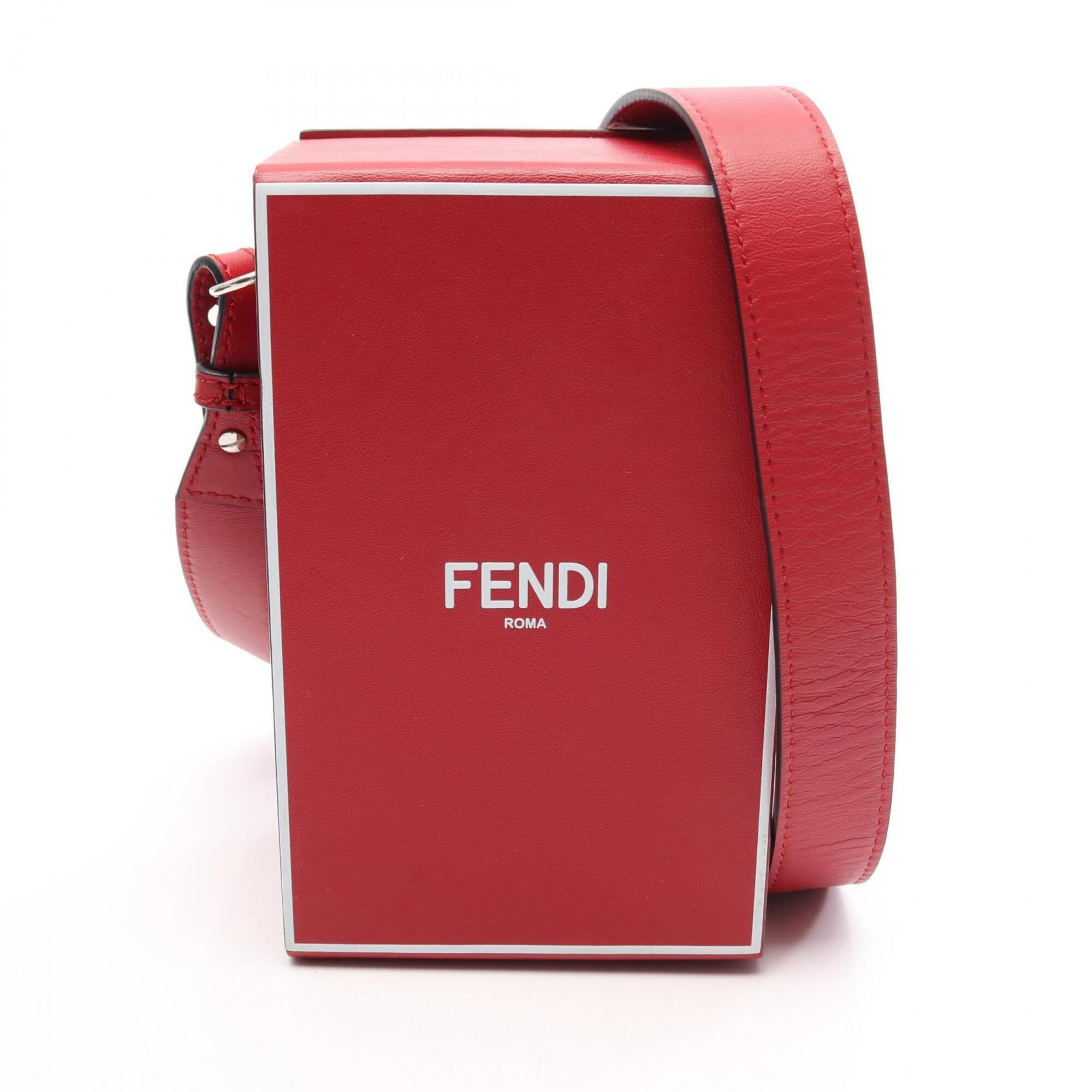 Fendi Red Color Leather Handbag Shoulder Bag (Pre-Owned)