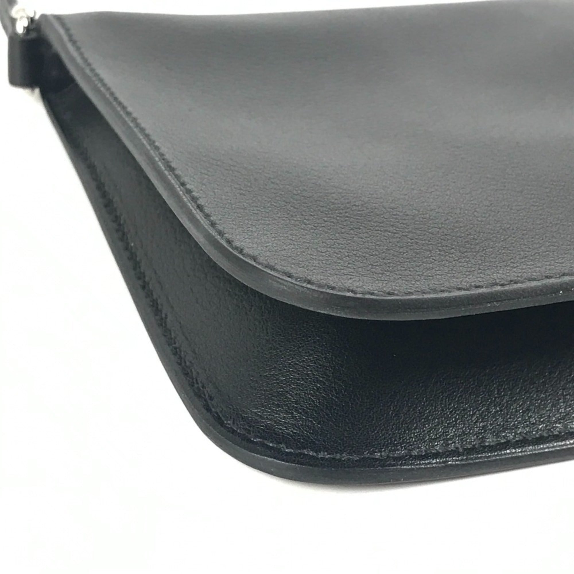 Hermes Black Leather Handbag Pouch Shoulder Bag (Pre-Owned)
