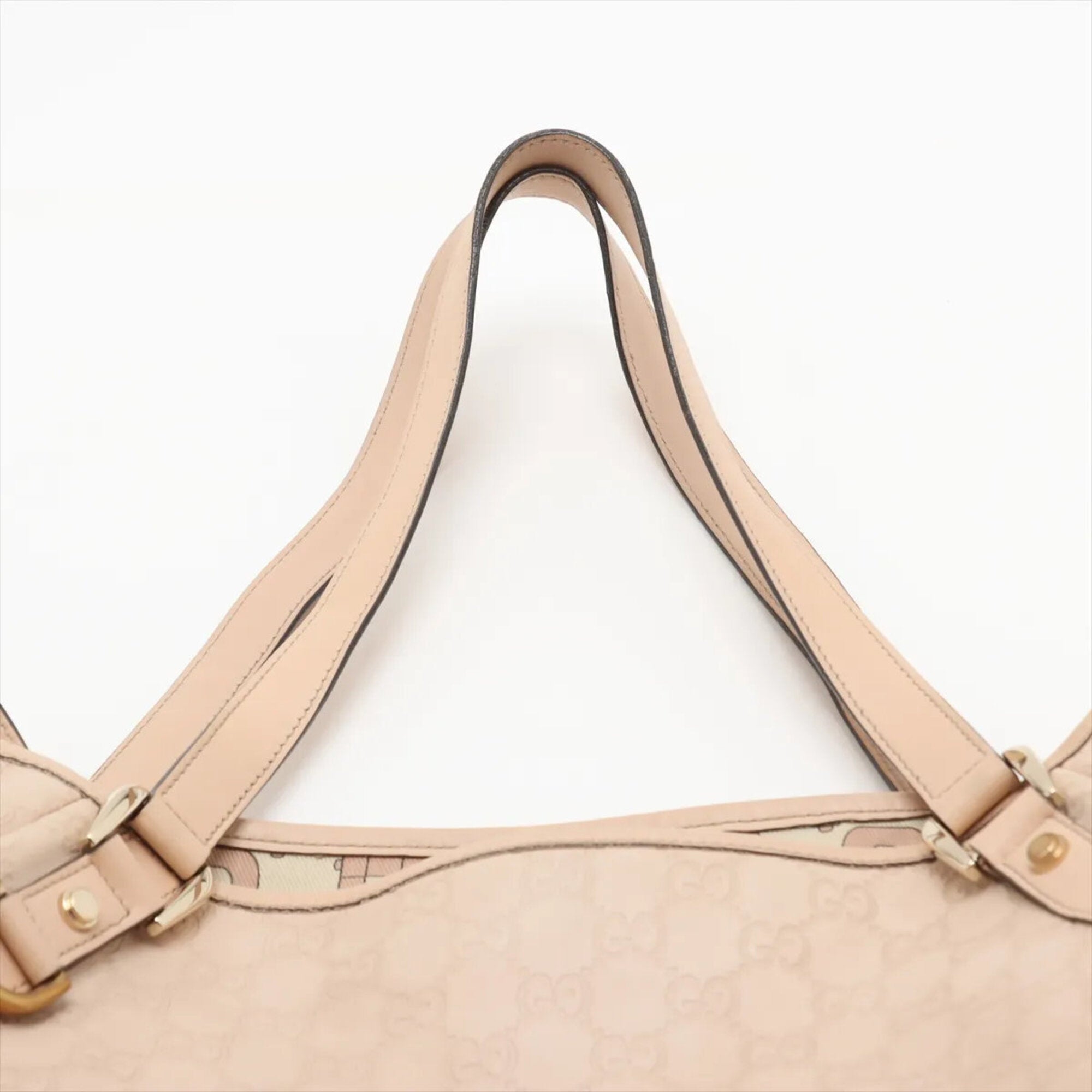 Gucci Pink Beige Leather Handbag Shoulder Bag Tote Bag (Pre-Owned)
