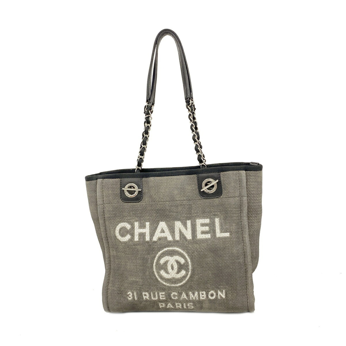 Chanel Gray Canvas Tote Bag (Pre-Owned)