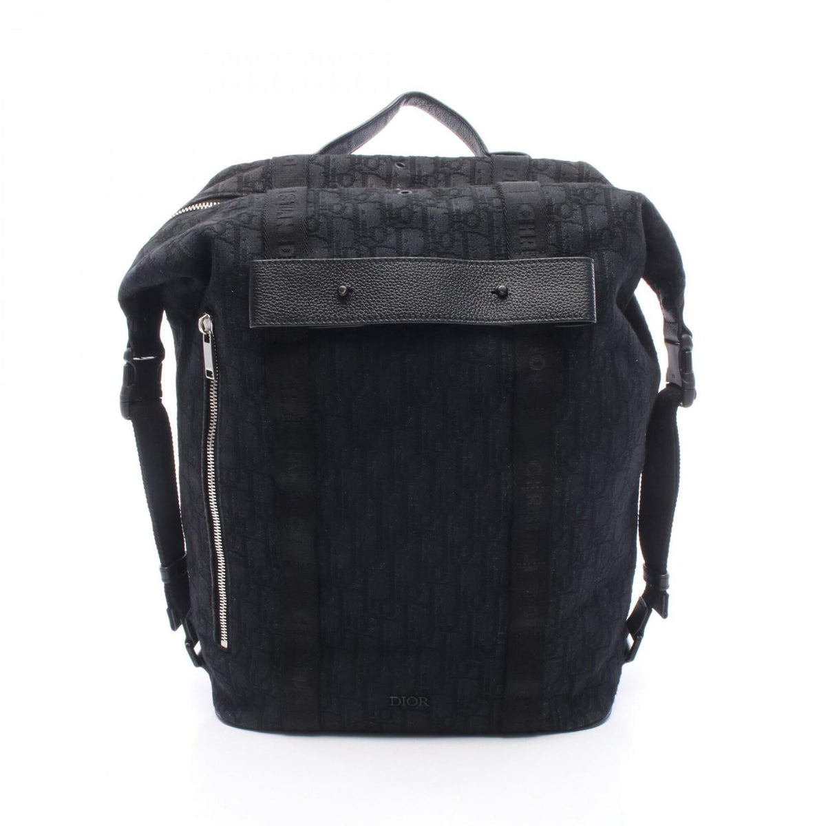 Christian Dior Black Canvas Leather Backpack Handbag (Pre-Owned)
