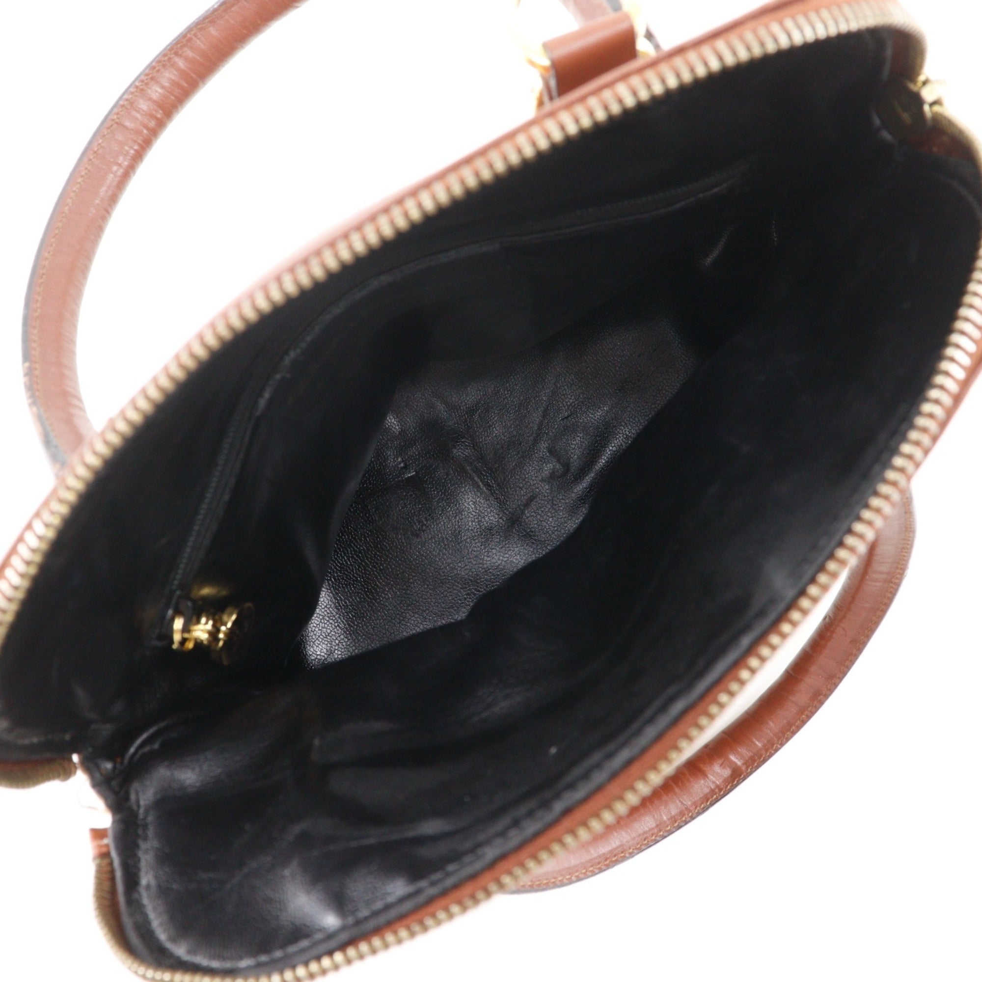 Salvatore Ferragamo Brown Red Brown Red Color Cotton Leather Handbag (Pre-Owned)