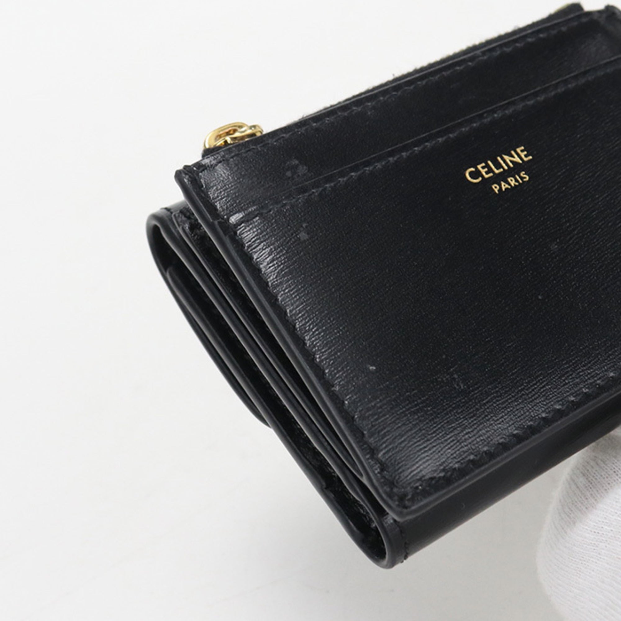 Celine Black Leather Wallet (Tri-Fold) (Pre-Owned)