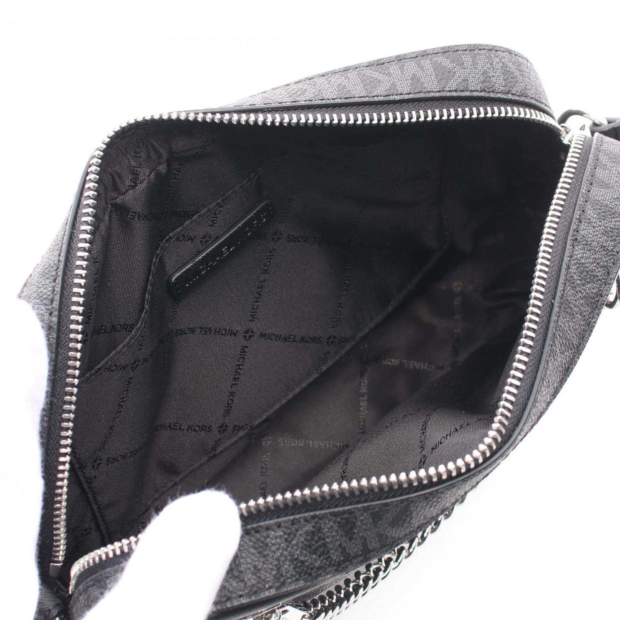 Michael Kors Jet Set Black Coated Canvas Leather Shoulder Bag