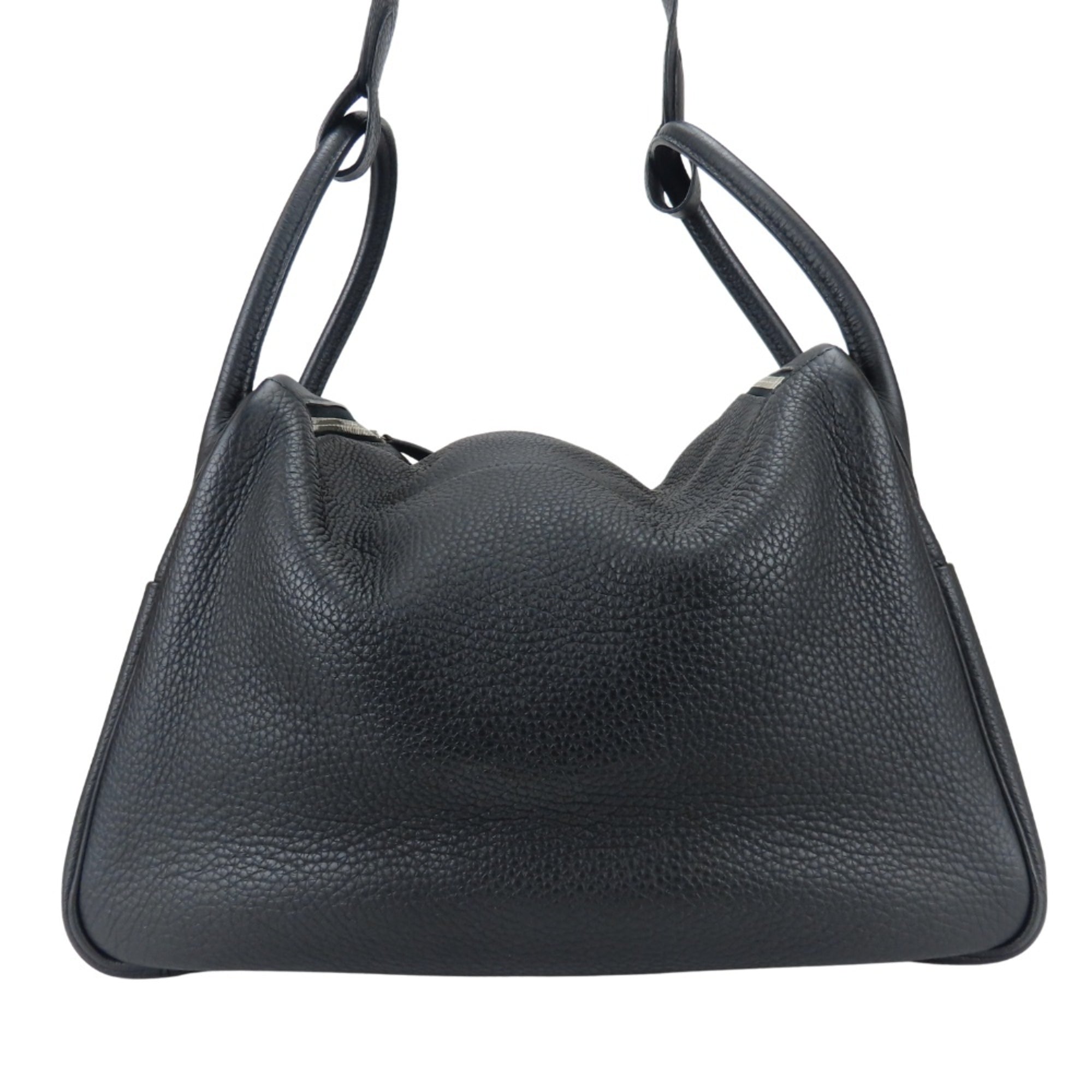 Hermes Lindy Black Taurillon Clemence Leather Handbag (Pre-Owned)